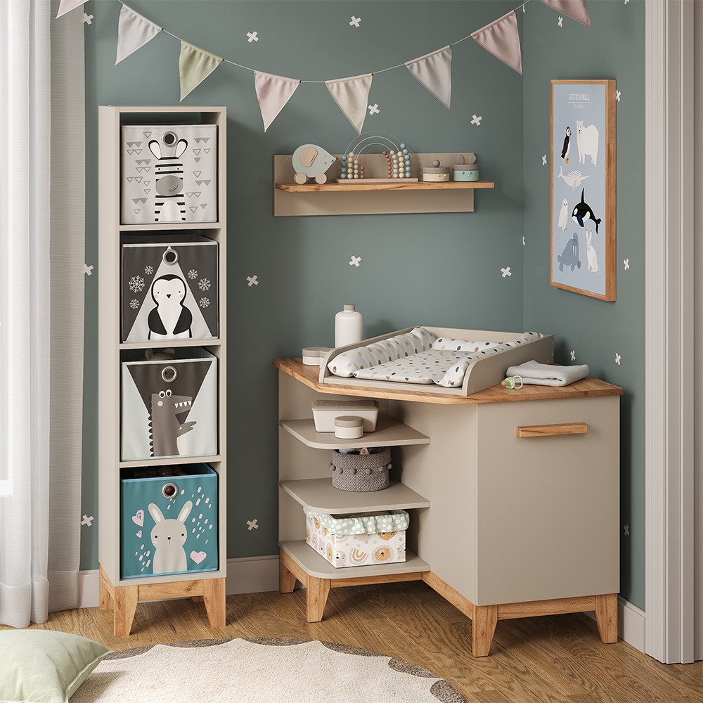 VitaliSpa® Wickelkommode Malia, Cashmere/Artisan/Artisan, 85 x 85.2 cm mit Tür