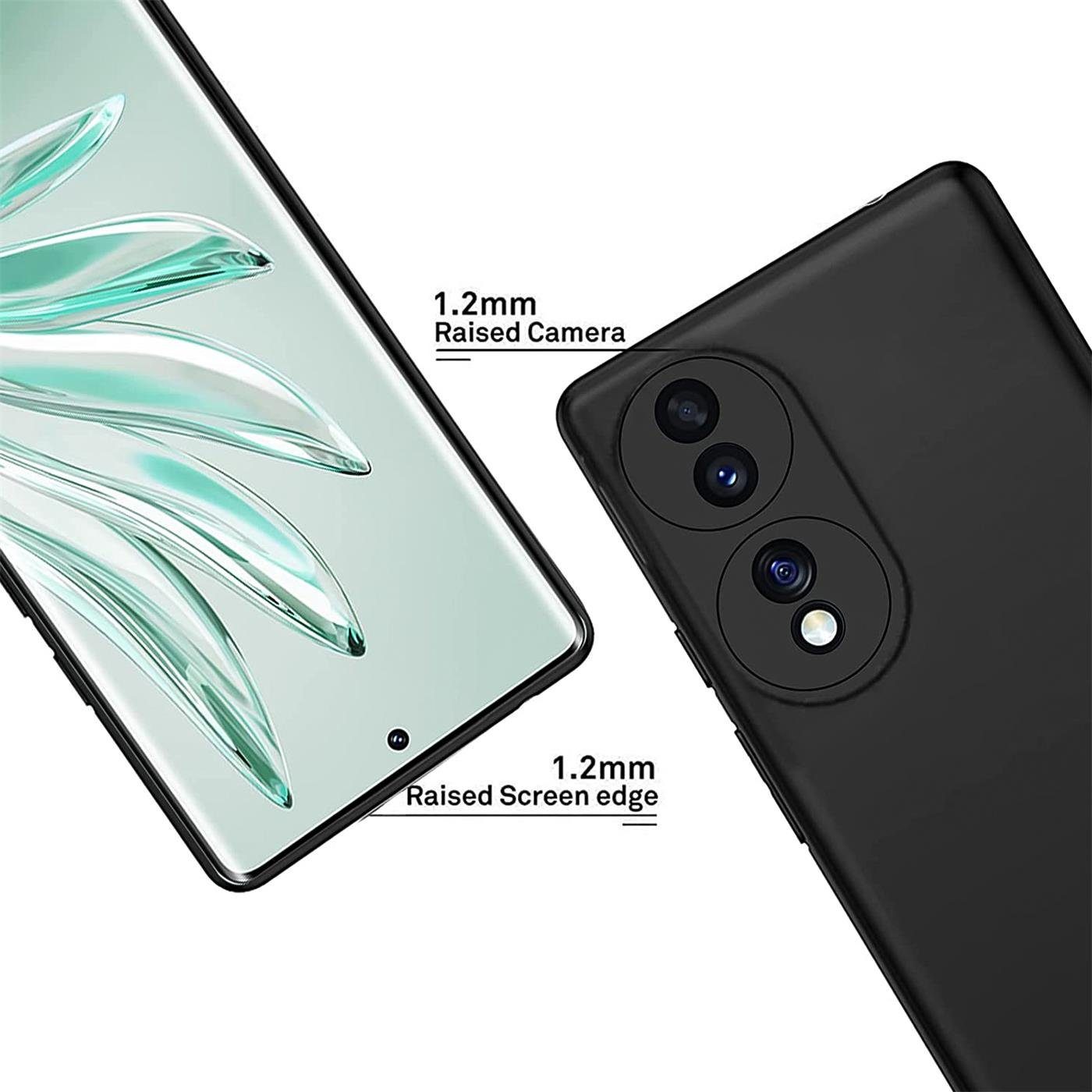 CoolGadget Handyhülle Handy Schutzhülle für Honor 70 matt schwarz 6,67 Zoll, Silikon TPU Hülle Schutz Tasche Cover schlicht Slim Case