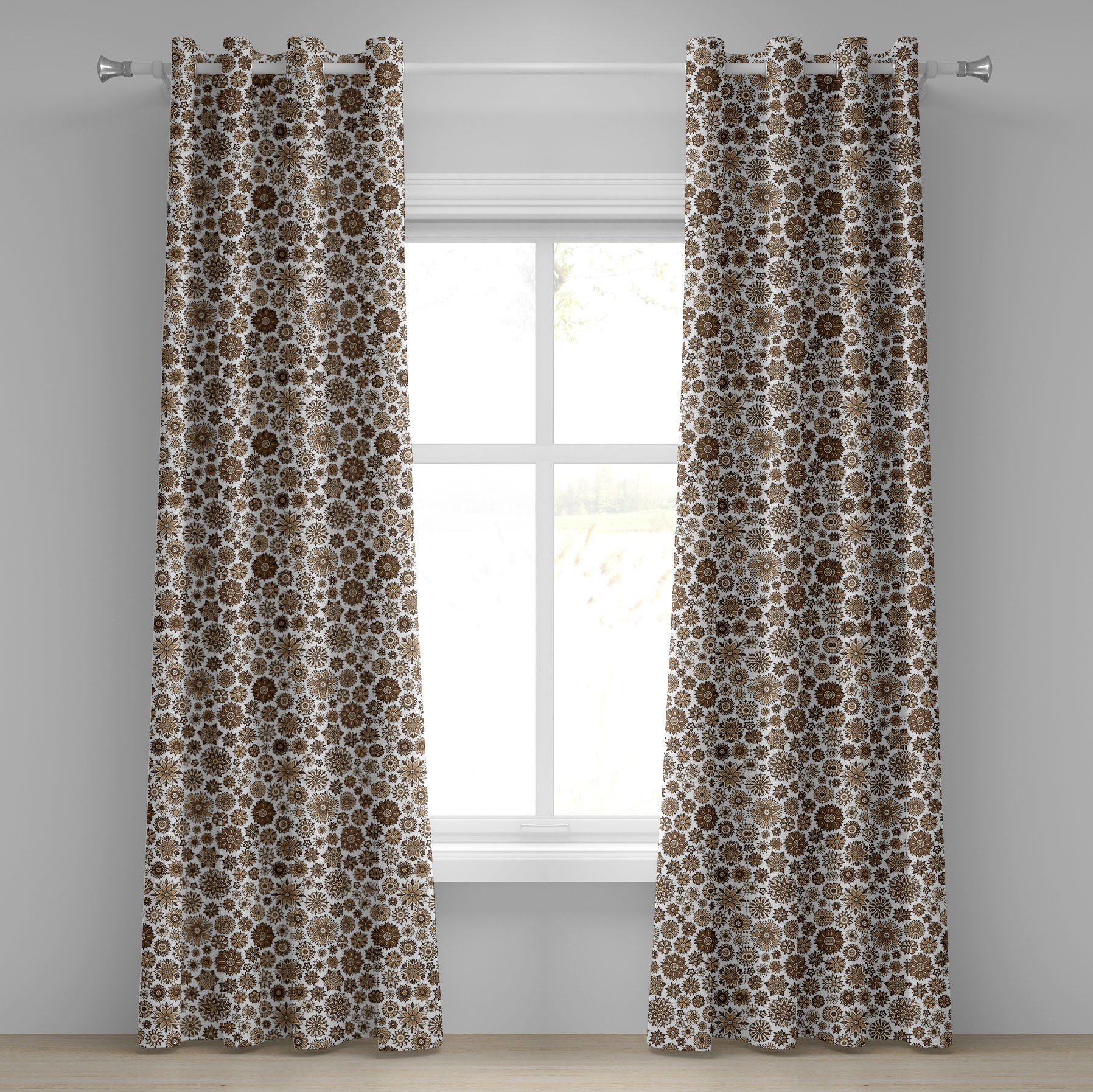 Gardine Dekorative 2-Panel-Fenstervorhänge Abakuhaus, Romantischer für Schlafzimmer Wohnzimmer, Weinlese-Curly Blumen