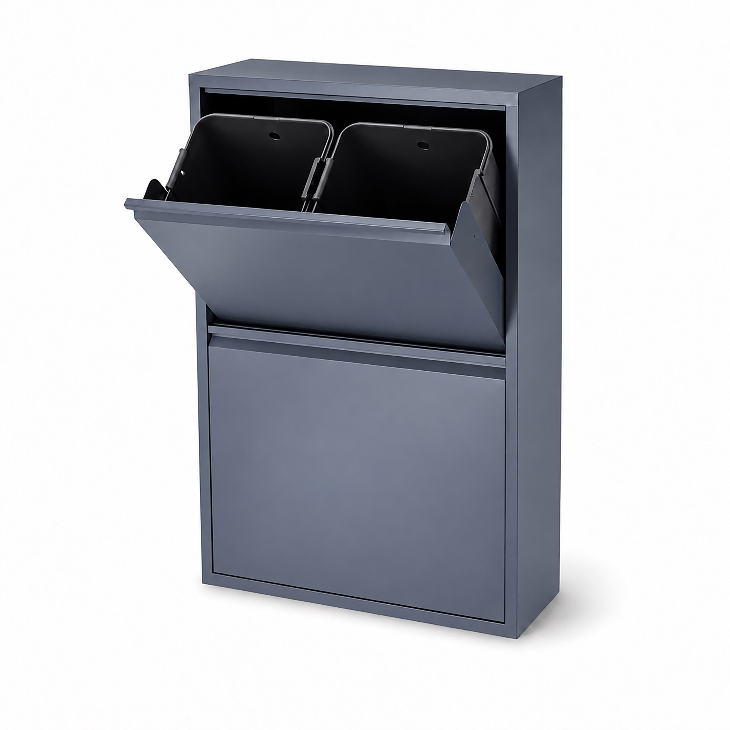 relaxdays Mülltrennsystem Mülleimer 4 Fächer 4x18 l, Anthrazit