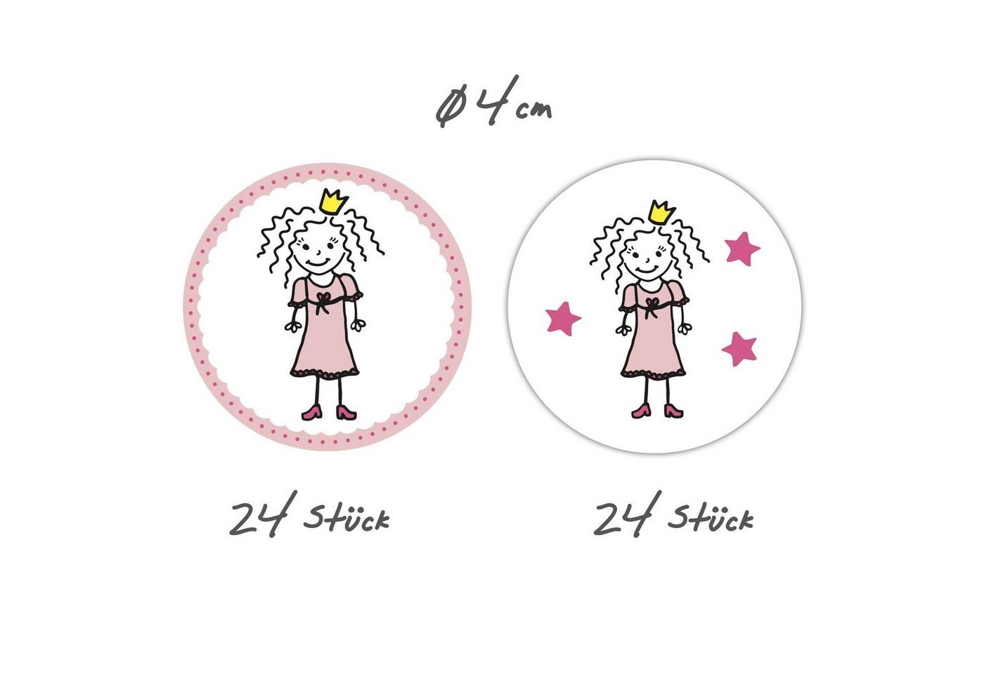 Thumbnail - Frau WUNDERVoll Sticker 48 Aufkleber Prinzessin, rosa