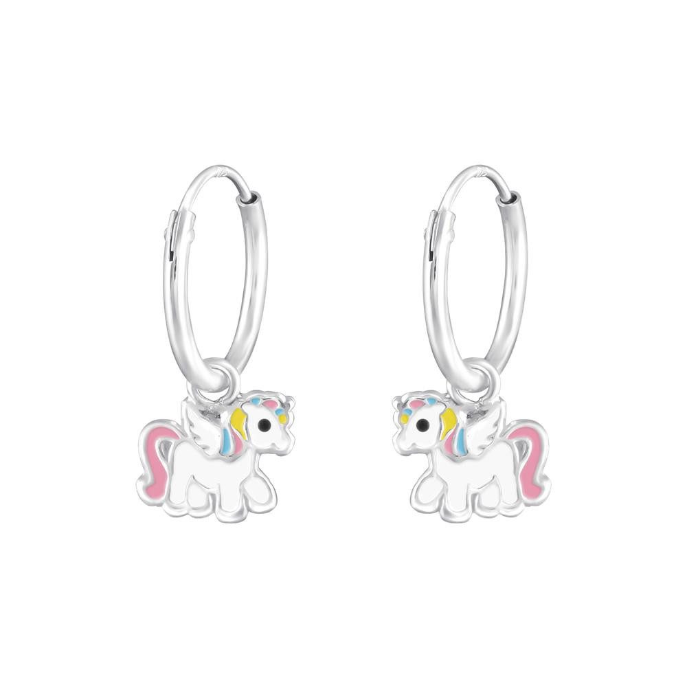 Creolen-Set Creolen Einhorn-Anhänger aus 925 Silber Kinder