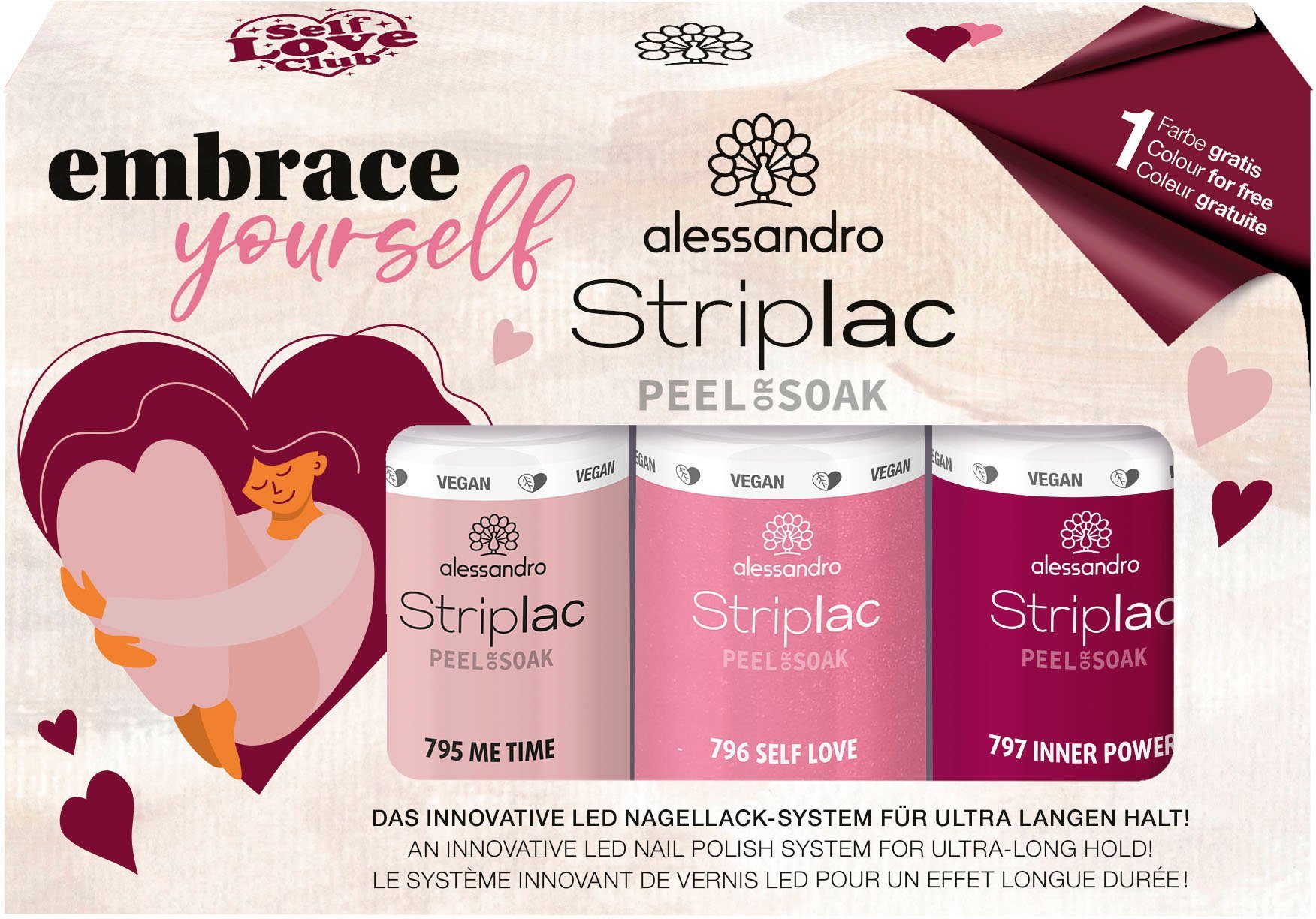 alessandro international Nagellack-Set STRIPLAC EMBRACE YOURSELF SET, 3-tlg.