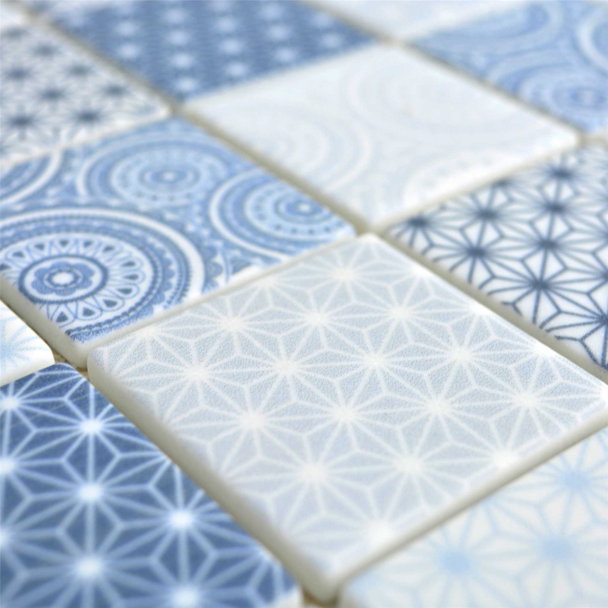 Mosafil Mosaikfliesen Glasmosaik Fliesen Acapella Quadrat, Glas 30.000x30.000, hellblau, Eco Glas - Verlegefertig auf ein Netz geklebt - Frostsicher -