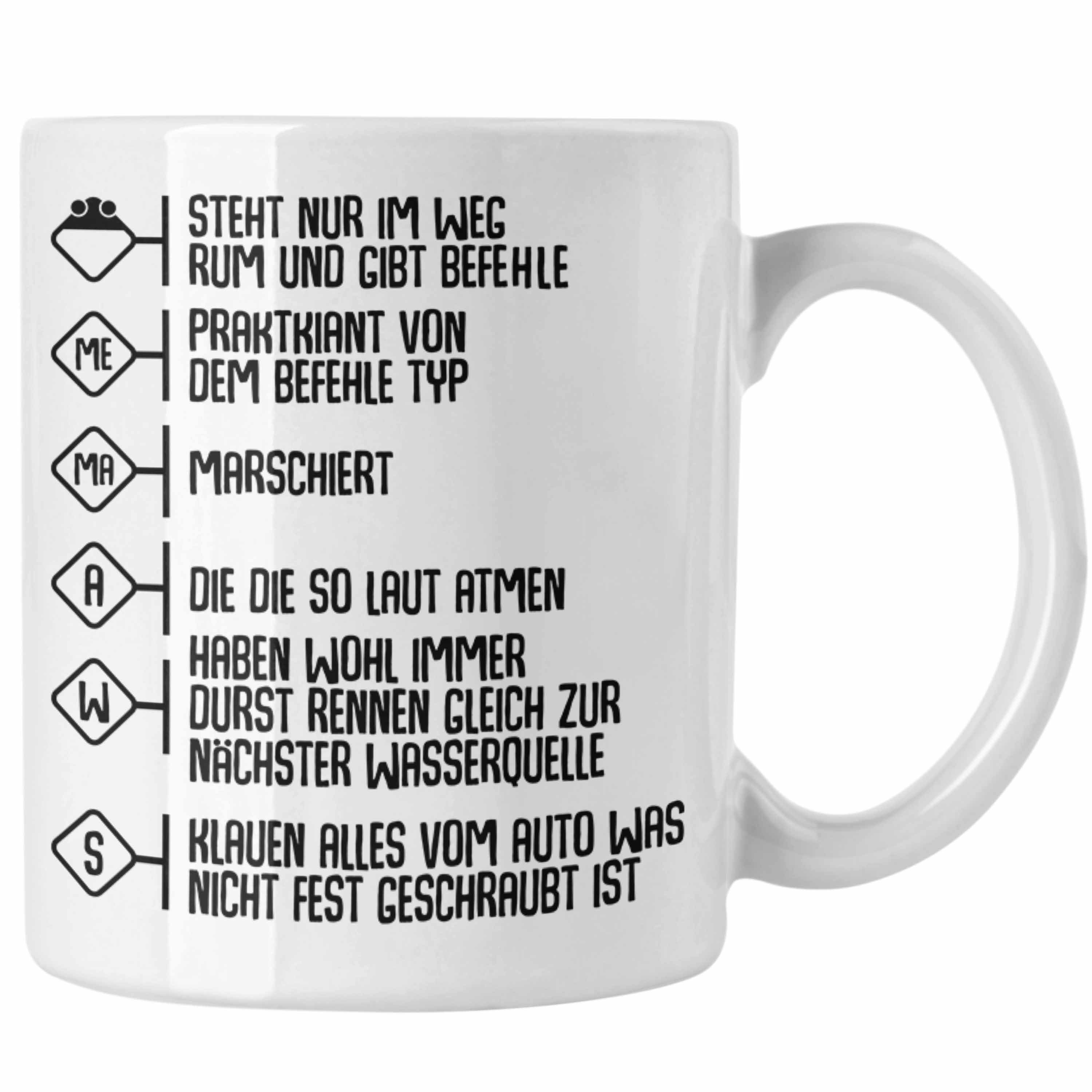 Trendation Tasse Trendation - Feuerwehr Tasse Geschenke Zubehör Lustig Einsatz Geburtstag Spruch Mann Praktikant Weiss