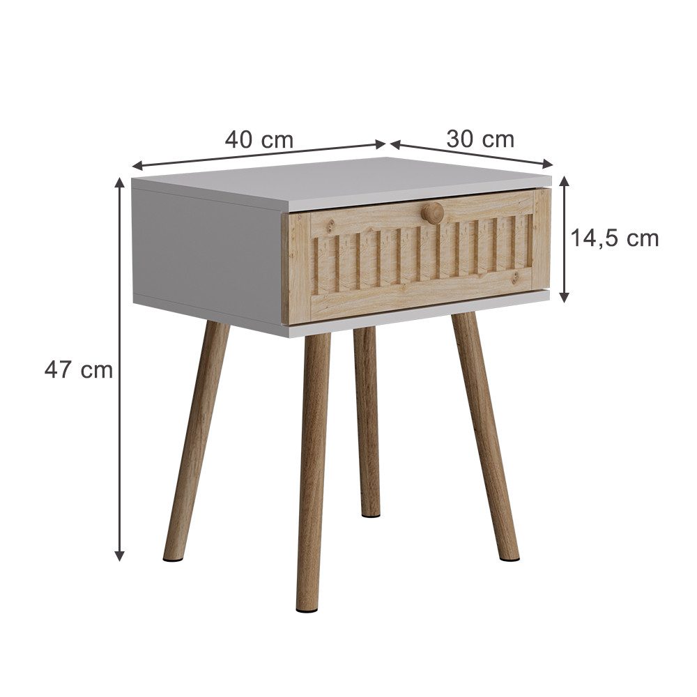 Vicco Nachtschrank Holk, Weiß/Kiefer, 40 x günstig online kaufen