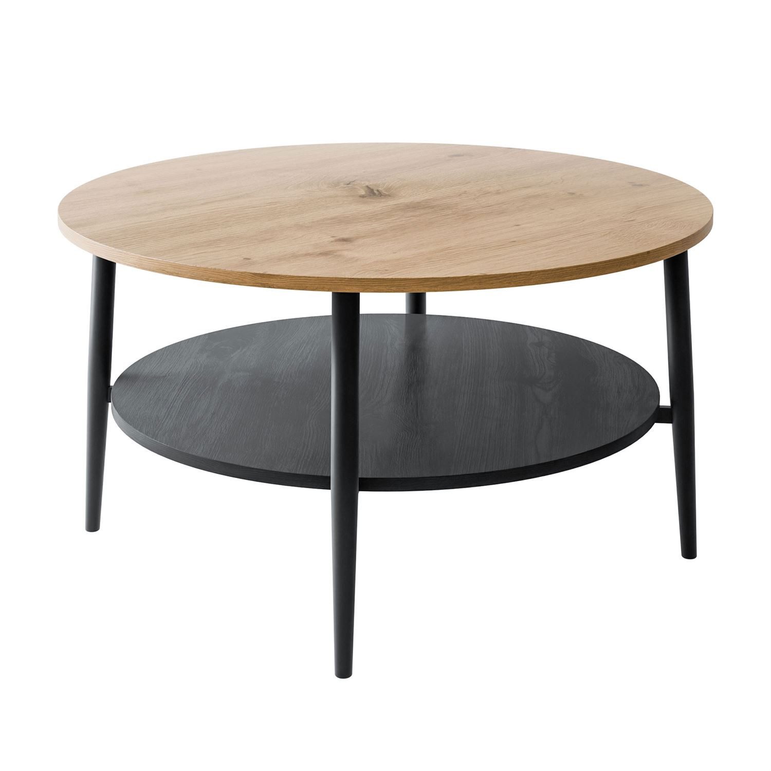 Lookway Couchtisch NORDIC mit schwarzen Beinen, Durchmesser: 80 cm, Höhe: 45 cm – Bild 4 von 5