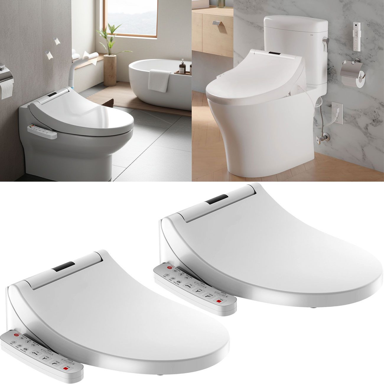 Casativo Dusch-WC-Sitz mit Warmluft-Fön, Toilettenaufsatz mit Sitzheizung (2-St), App, Soft-close Absenkautomatik