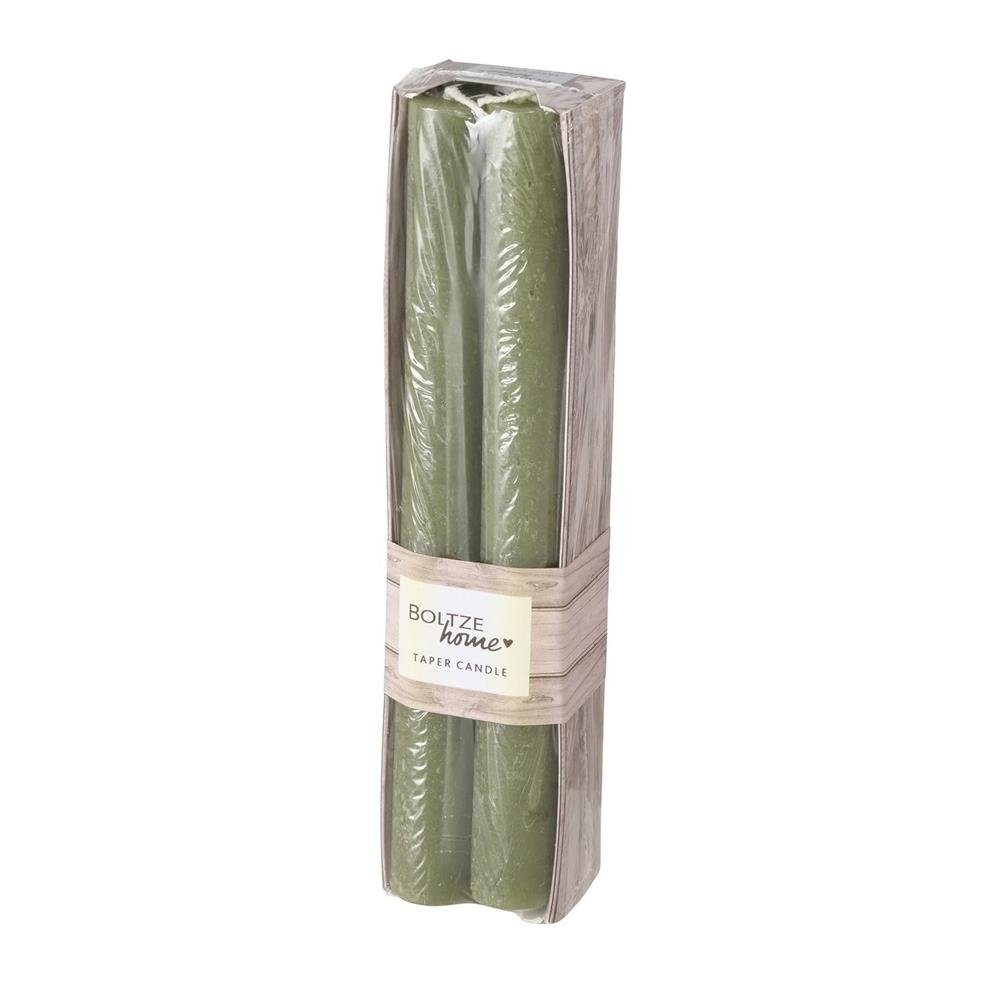 BOLTZE Tafelkerze Stabkerze Melia grün 4 Stück 20 cm, Kerzen Wachskerzen Leuchterkerzen