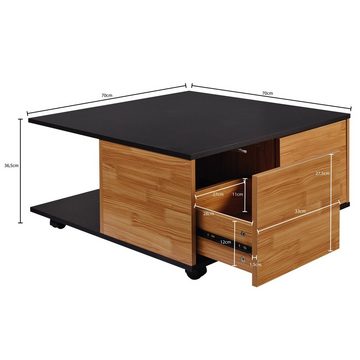 KADIMA DESIGN Couchtisch Kaffeetisch RAPIDO - Moderner Tisch mit Schubladen & Rollen
