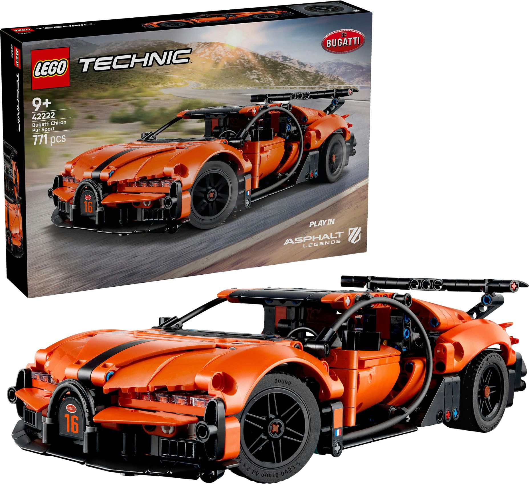 LEGO® Bugatti Chiron Pur Sport Hypercar (42222), LEGO Technic Konstruktionsspielsteine, (771 St)