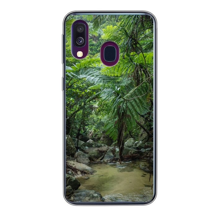 MuchoWow Handyhülle Fluss im tropischen Dschungel Handyhülle Samsung Galaxy A40 Smartphone-Bumper Print Handy