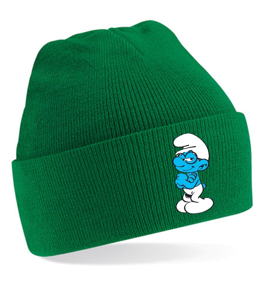 Blondie & Brownie Beanie Unisex Erwachsenen Mütze Schlaubi Schlumpf Schlümpfe Maigrün