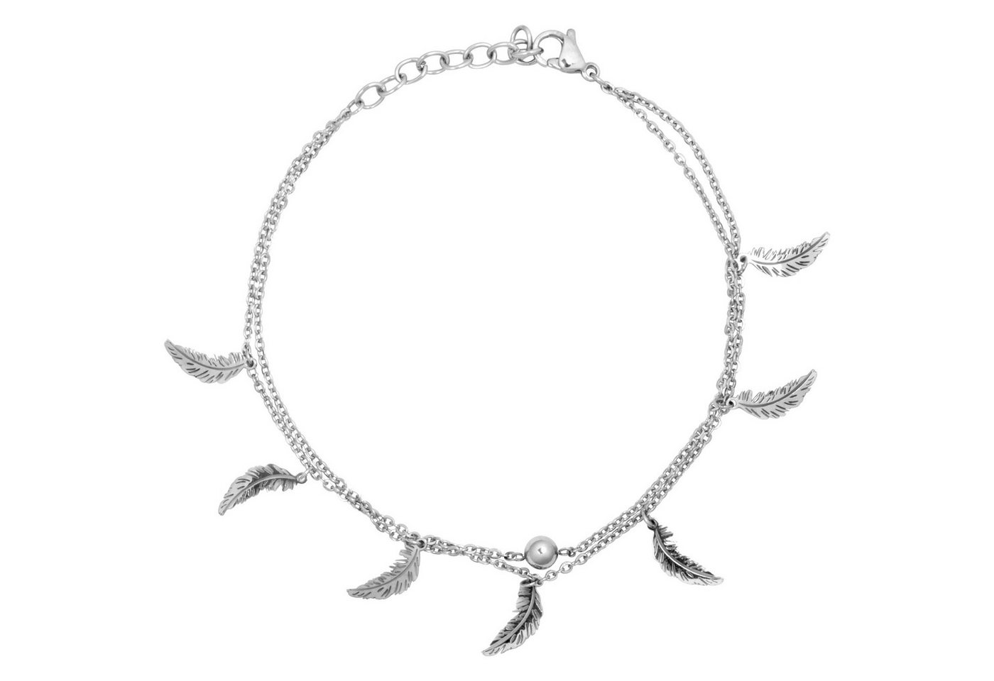 Wildcat Fußkette Feathers Multilayer Fußkettchen - Silber, Chirurgenstahl 316L - wasserfest, langlebig, hautverträglich