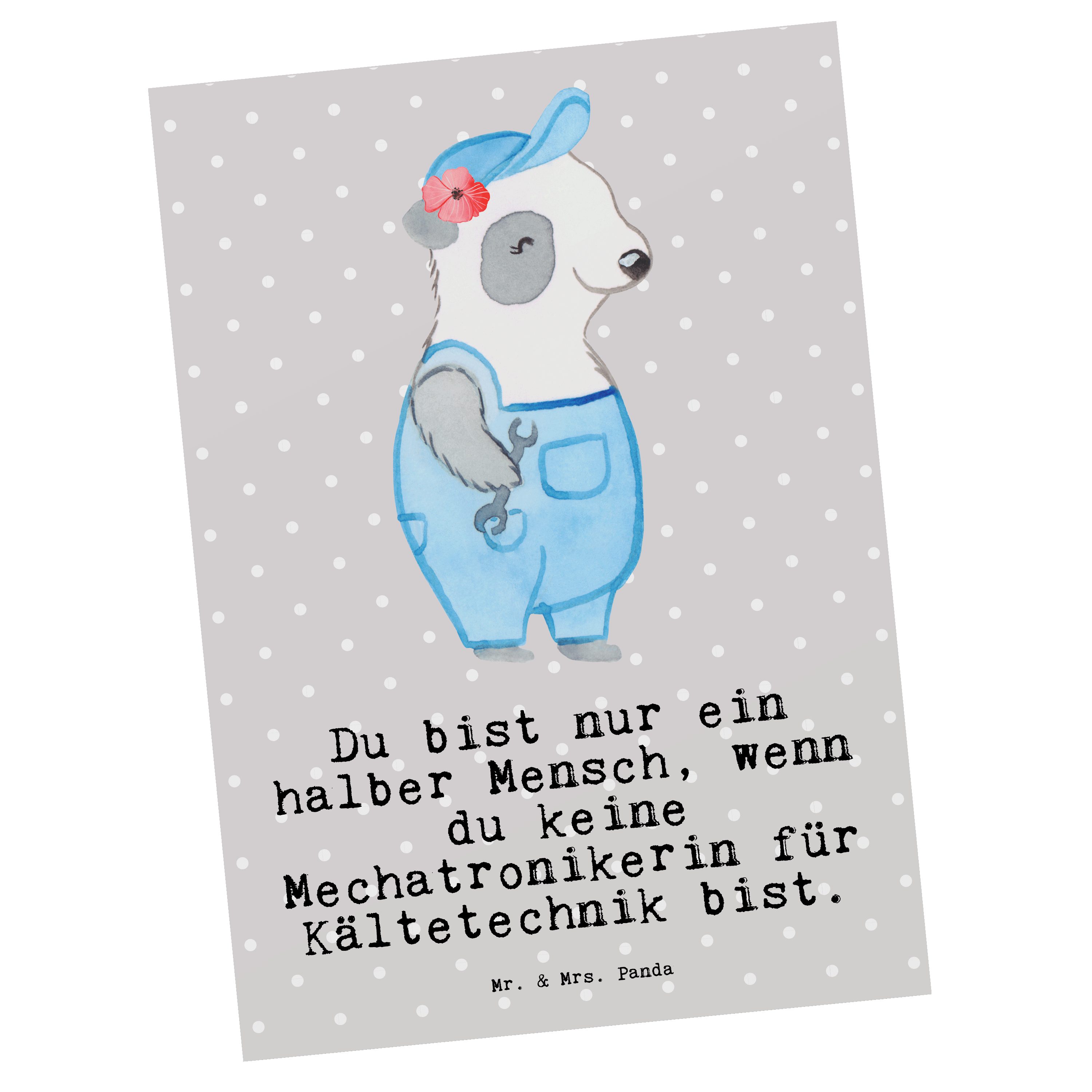 Kältetechnik - & Panda Geschenk mit Mechatronikerin Herz Grau Mr. für - Mrs. Postkarte Pastell