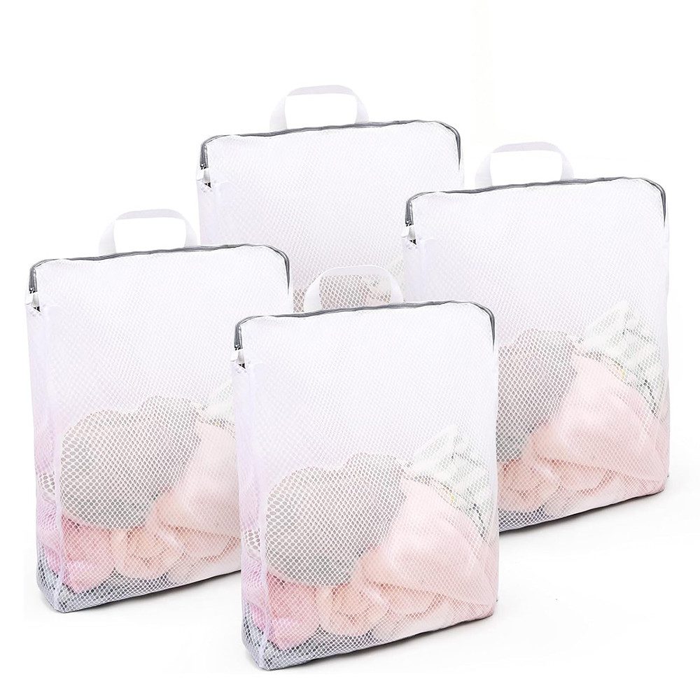 TUWENA Wäschenetz 4 Stück Wäschenetz für Waschmaschine, Wäschesack mit Reißverschluss,(4-St), Wiederverwendbare Wäschesäcke für Unterwäsche, Blusen, Pullover,Schals