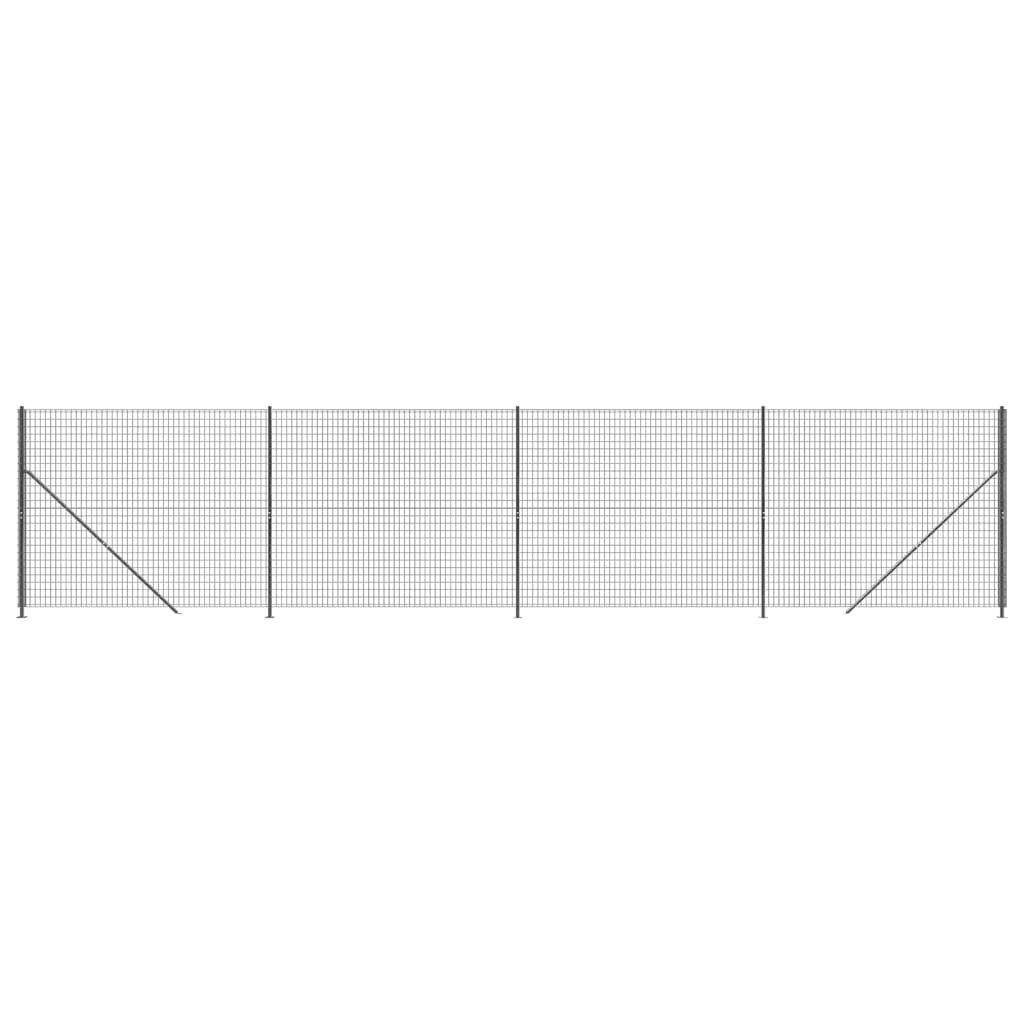 vidaXL Gartenzaun Maschendrahtzaun mit Bodenflansch Anthrazit 1,6x10 m, (1-St)