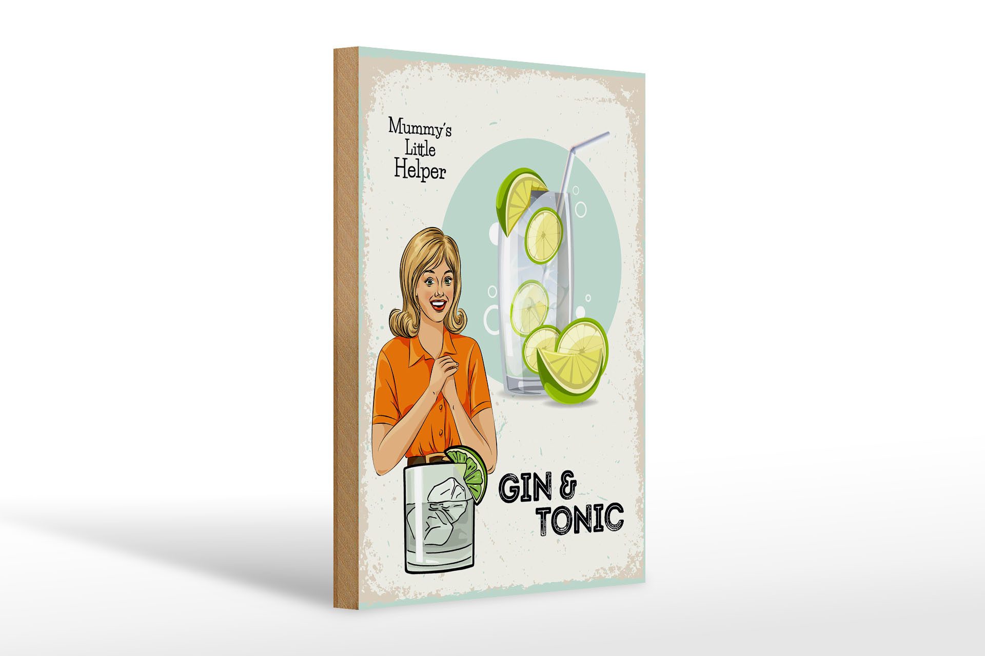 Holzbild Spruch Mummy´s little Helper Gin & Tonic 20x30cm