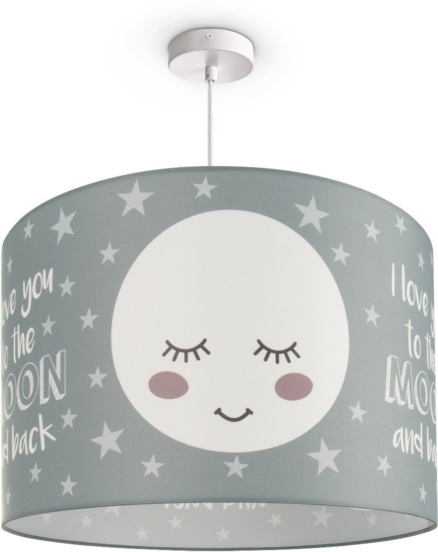 Neue limitierte Auflage Paco Home Pendelleuchte Aleyna ohne 103, Kinderlampe Kinderzimmer E27 Leuchtmittel, Mond-Motiv, LED Lampe Deckenlampe