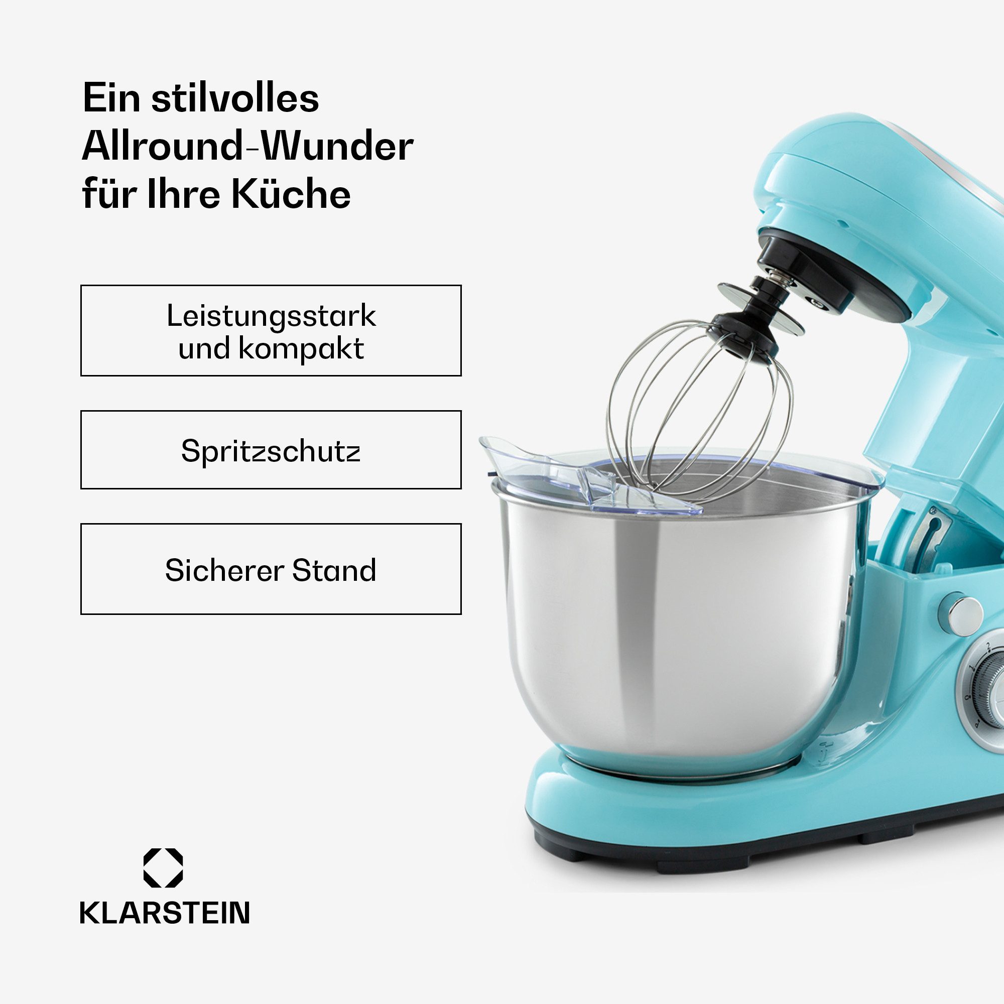 Klarstein Küchenmaschine mit Kochfunktion, 1300 W, 5 l Schüssel, Knetmaschine Teigmaschine Teigknetmaschine Rührmaschine Standmixer
