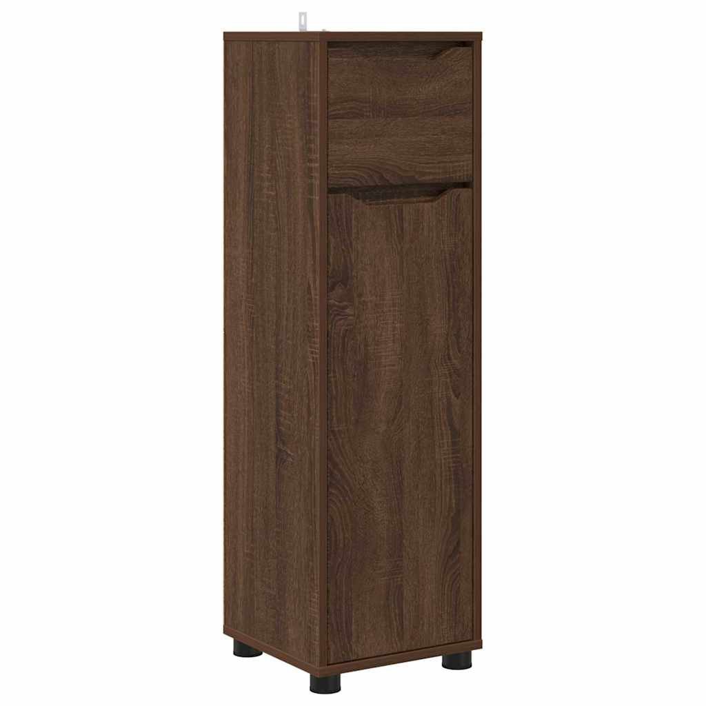vidaXL Badezimmerspiegelschrank Badezimmerschrank mit Tür Braun Eichen-Optik 30,5 x 30 x 101 cm (1-St)