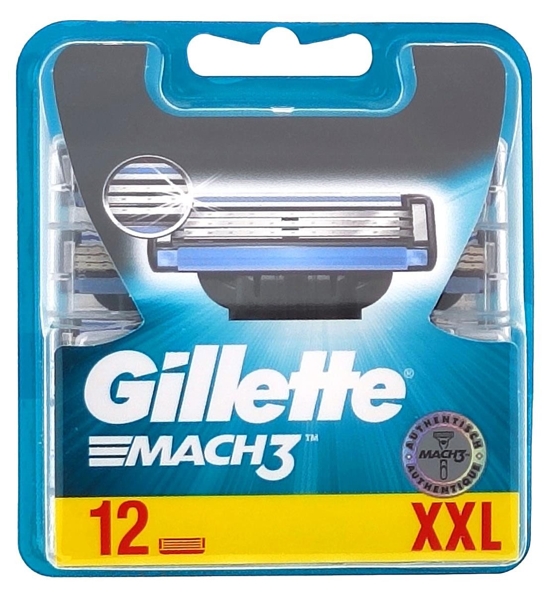 Gillette Rasierklingen Gillette Mach3 12er Klingen, 12-tlg., Ersatzklingen, Ersatzklingen Klingen Nachfüllklingen Rasierer