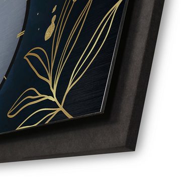 Kreative Feder Wanduhr 3D Designer-Wanduhr Blue & Gold (ohne Ticken; Funk- oder Quarzuhrwerk; elegant, außergewöhnlich, modern)