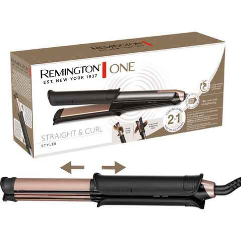 Remington Glätteisen S6077 ONE Straight & Curl Styler, 2in1 Styler,Glätt-/Lockenmodus mit zuschaltbarer beheizter Außenfläche