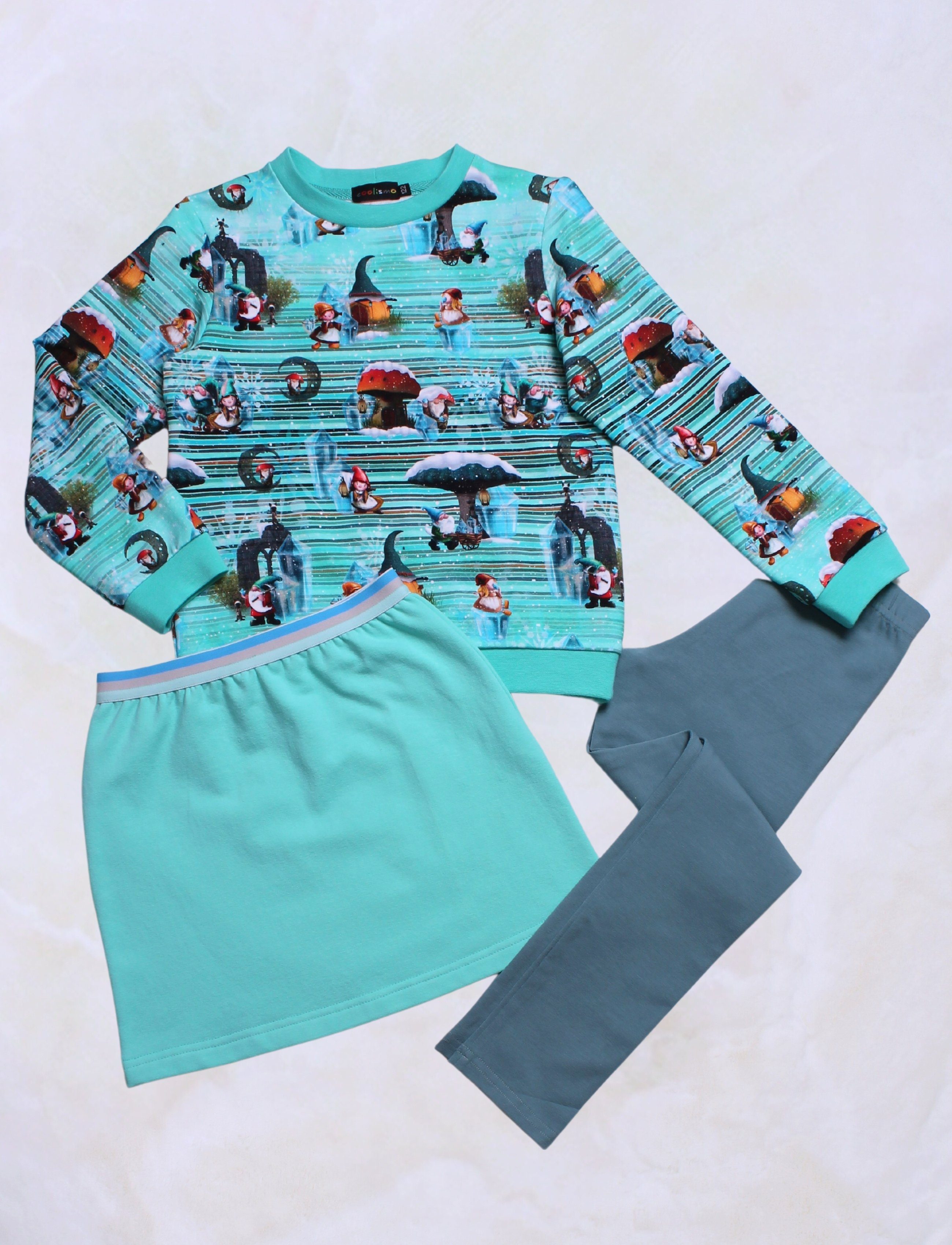 Zwergen-Print niedlichem Pullover in Sweater coolismo mit Baumwolle, Mädchen Kinder Sweatshirt Made Europa