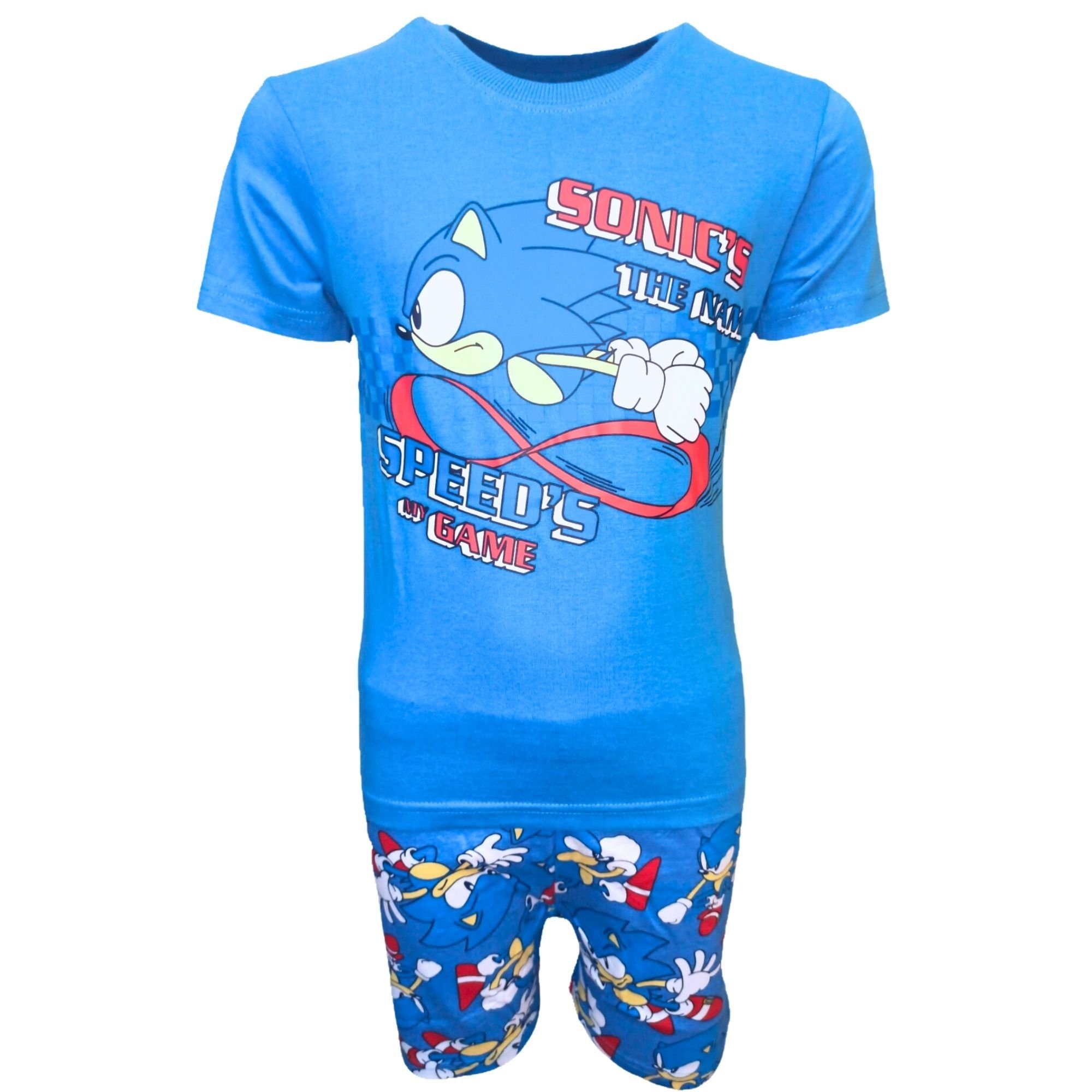GAME SPEED´S Pyjama Sonic kurz Set The (2 Jungen Gr. Hedgehog 98-128 Shorty Schlafanzug cm - tlg)