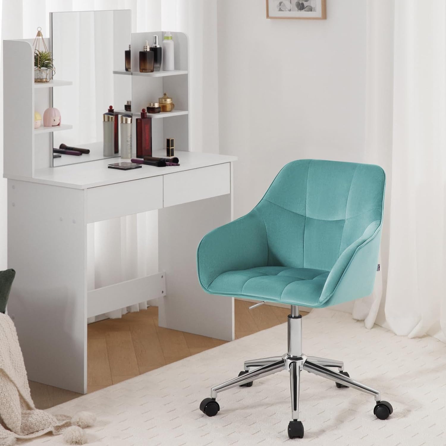 Woltu Bürostuhl (1 St), Homeoffice Stuhl, höhenverstellbar, Samtsitz günstig online kaufen