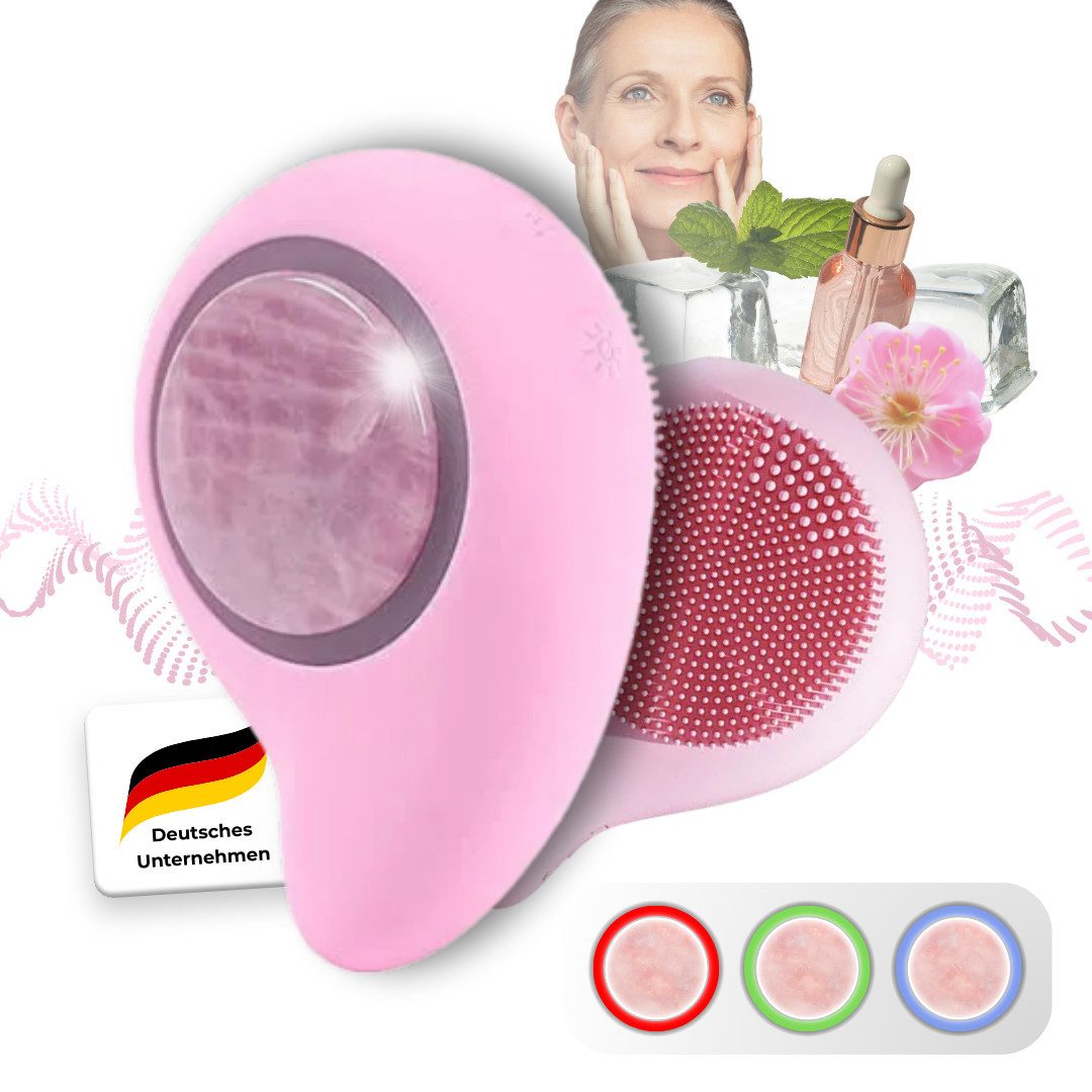Gesichtsmassagegerät [Neuheit] LuxeCleanse Rosenquarz, Beautygerät mit Noppen, Gesicht/Hals