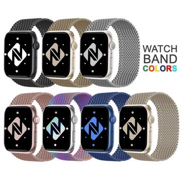 Nalia Smartwatch-Armband Apple Watch 38mm/40mm/41mm, Milanaise Metall Uhr Ersatzband / Magnet Verschluss / Edelstahl Loop