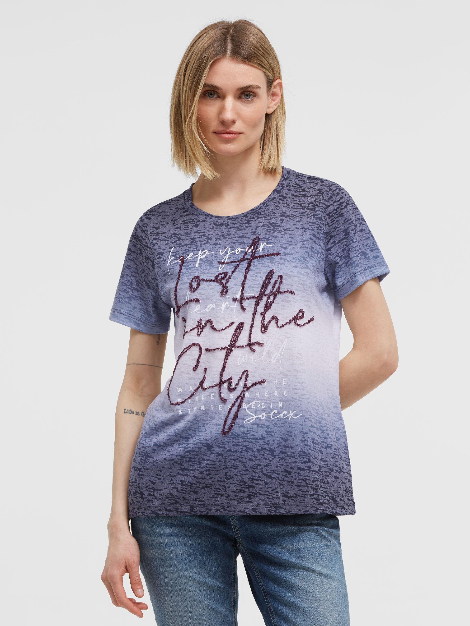 SOCCX Rundhalsshirt mit Farbverlauf