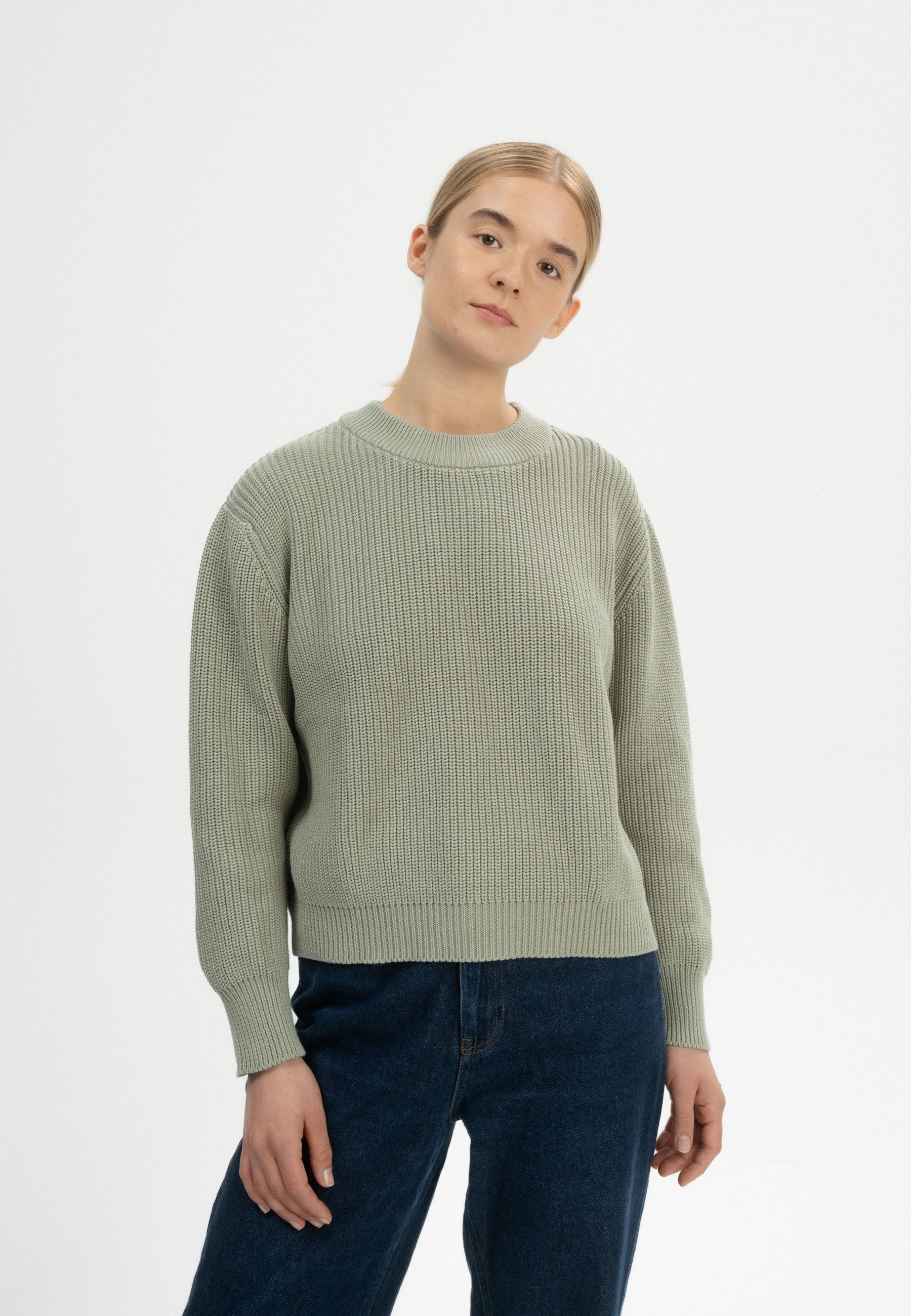 MELA Strickpullover Rippstrick Pullover Style ADAH Gerippter Kragen, Saum u günstig online kaufen