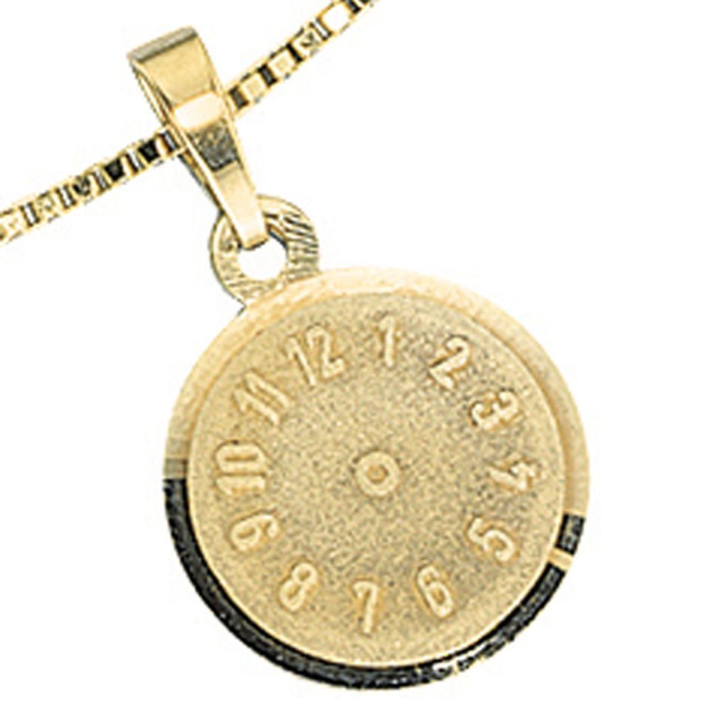 Schmuck Krone Kettenanhänger Gold Uhr Taufuhr Zeiger aus Kinder, 333 für ohne Anhänger Gelbgold 333 Gold