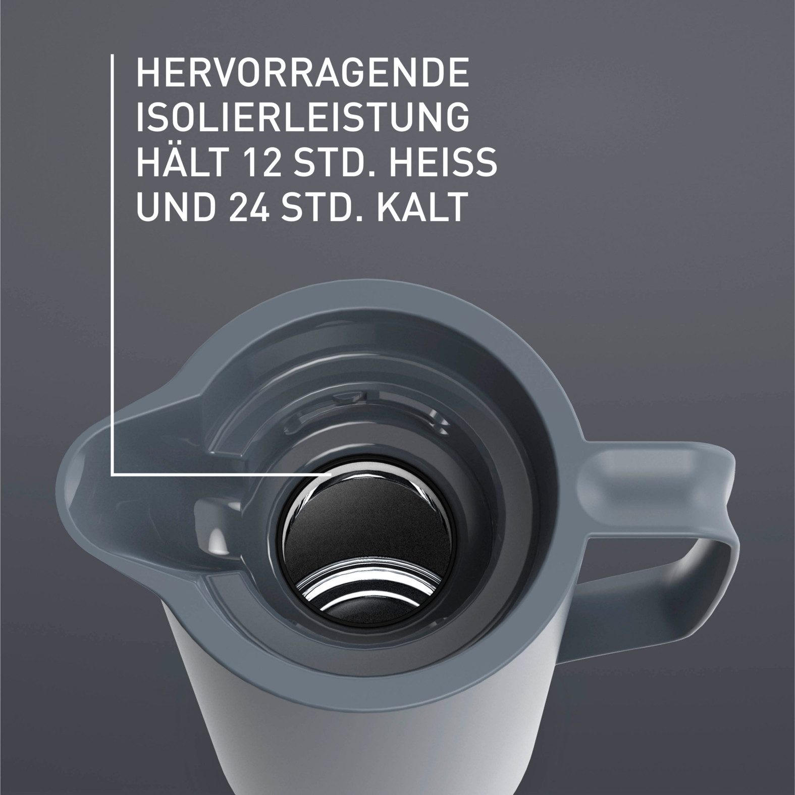 Emsa Isolierkanne Motiva in modernem Design, 100% auslaufsicher, Made in Germany, 1 l, (doppelwandiger Glasisolierkolben, bis zu 12h warm/24h kalt), Quick-Press – Bild 5 von 5