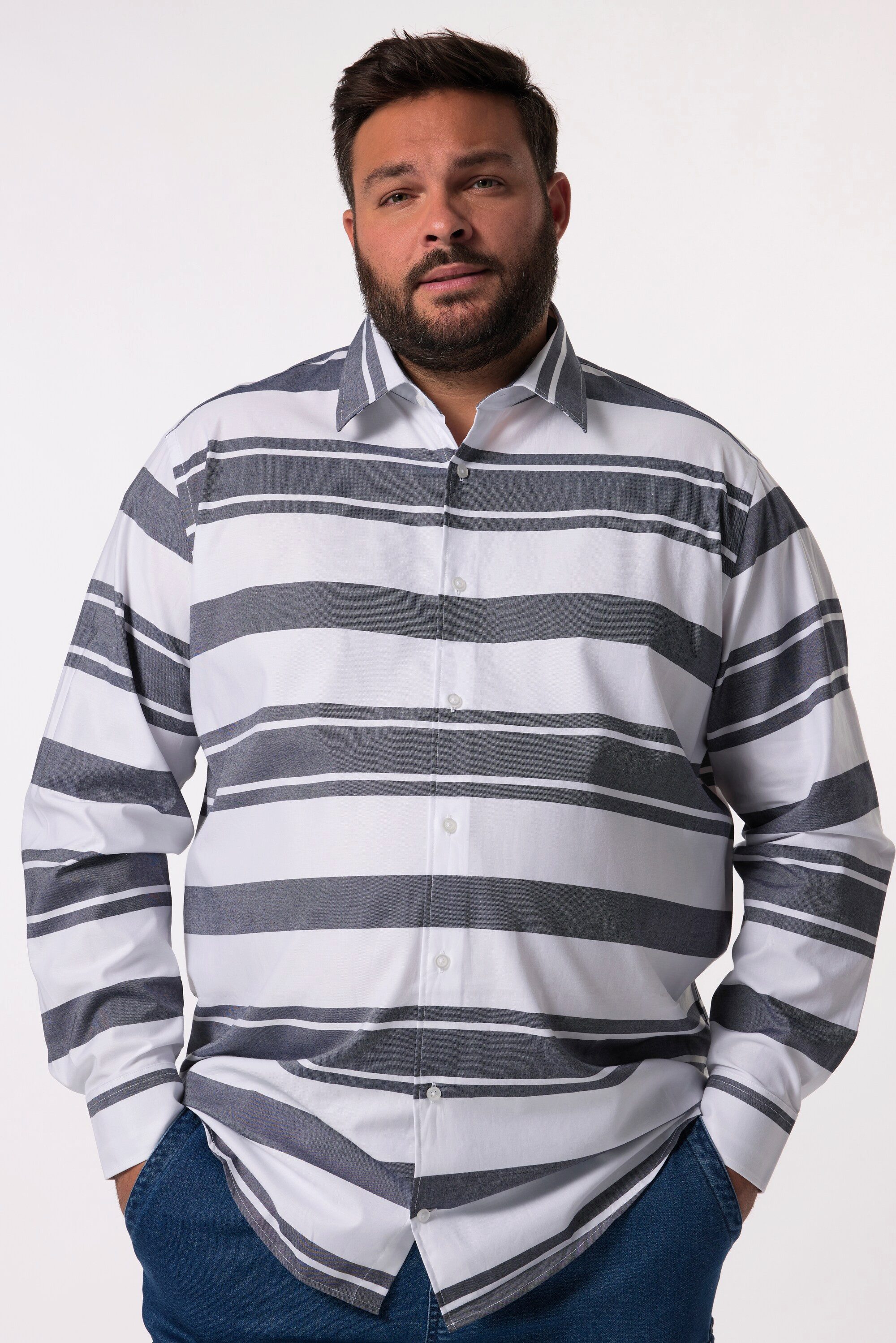 Businesshemd Men+ Streifenhemd Langarm Kentkragen Comfort Fit