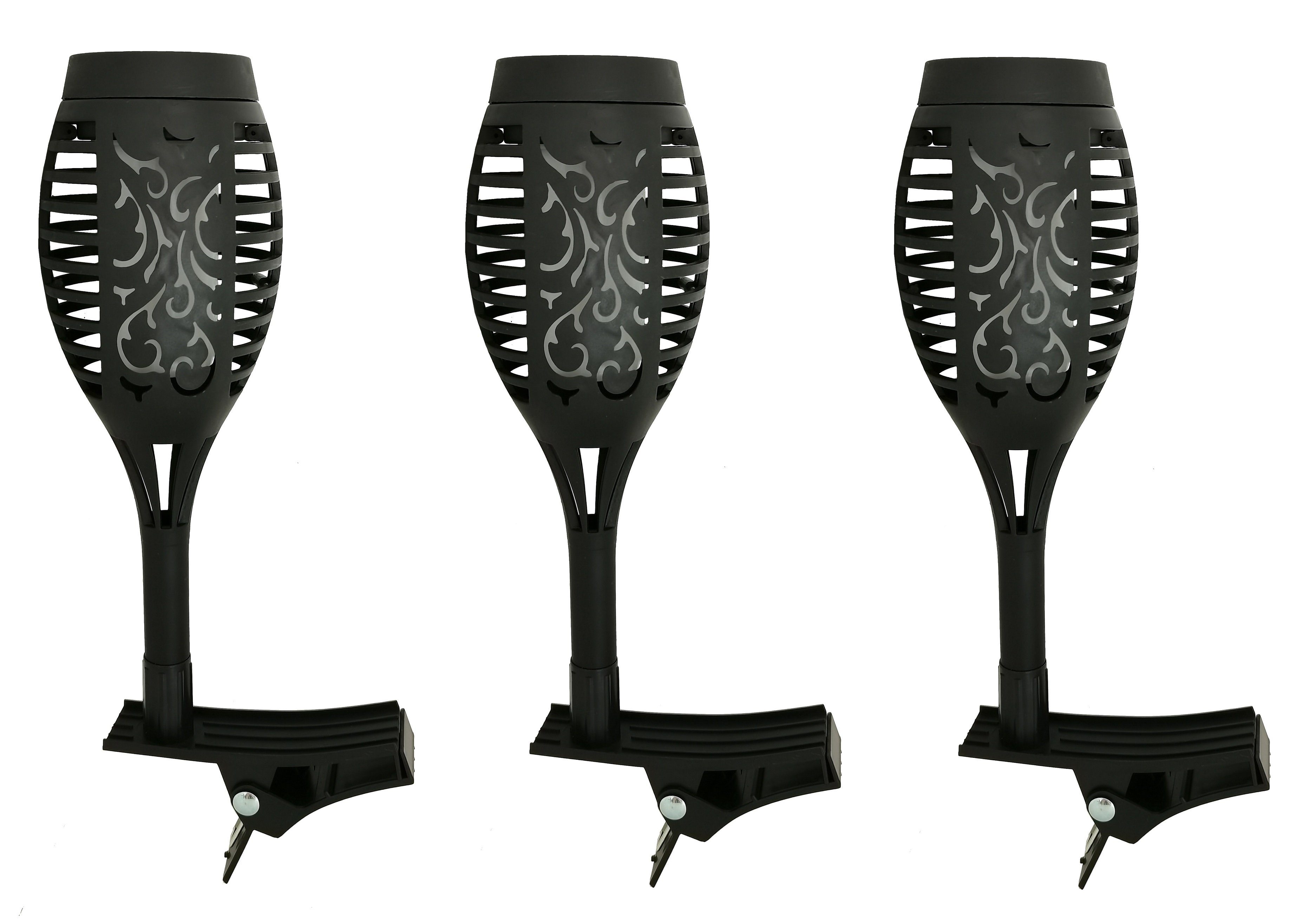 GartenHero LED Gartenfackel LED Solar Gartenfackel Gartenleuchte Solarfackel Fackel Solarleuchte, LED fest integriert, warmweiß, Dämmerungssensor