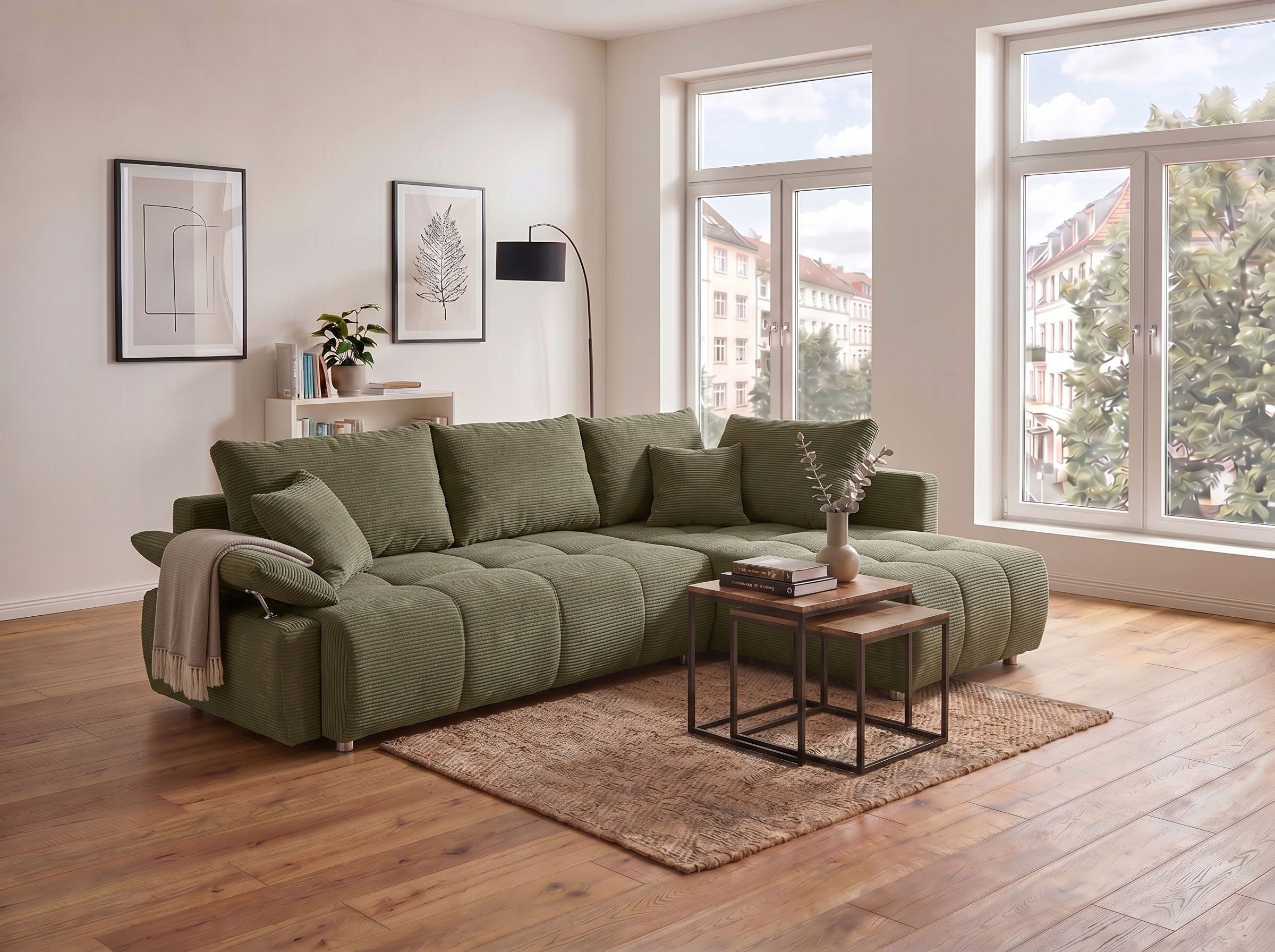 COLLECTION AB Ecksofa Funtastic L-Form, B: 213 cm, Schlaffunktion, Bettkasten, auch in Cord, Armteilverstellung, Bonnellfederkern, frei stellbar