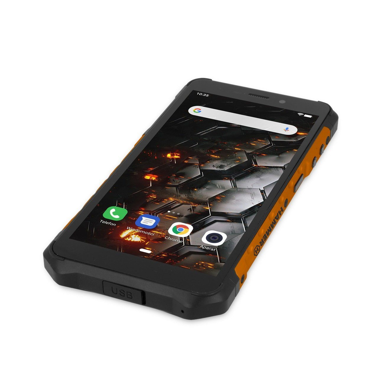 Iron 5,5-Display, 3 Hammer LTE 5000 Wasserdicht Smartphone Smartphone Schwarz-Orange mAh