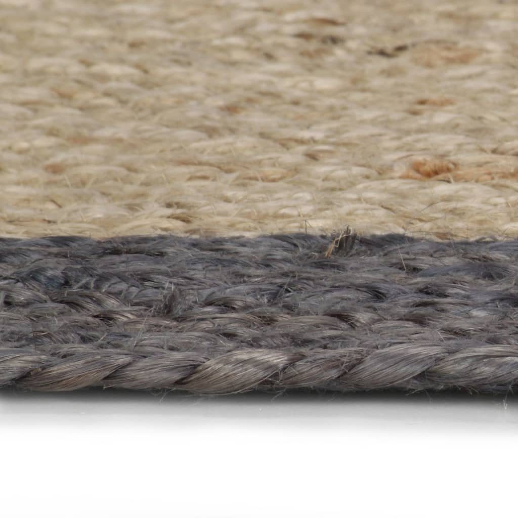 vidaXL Teppich Teppich Handgefertigt Jute mit Dunkelgrauem Rand 90 cm, Runde