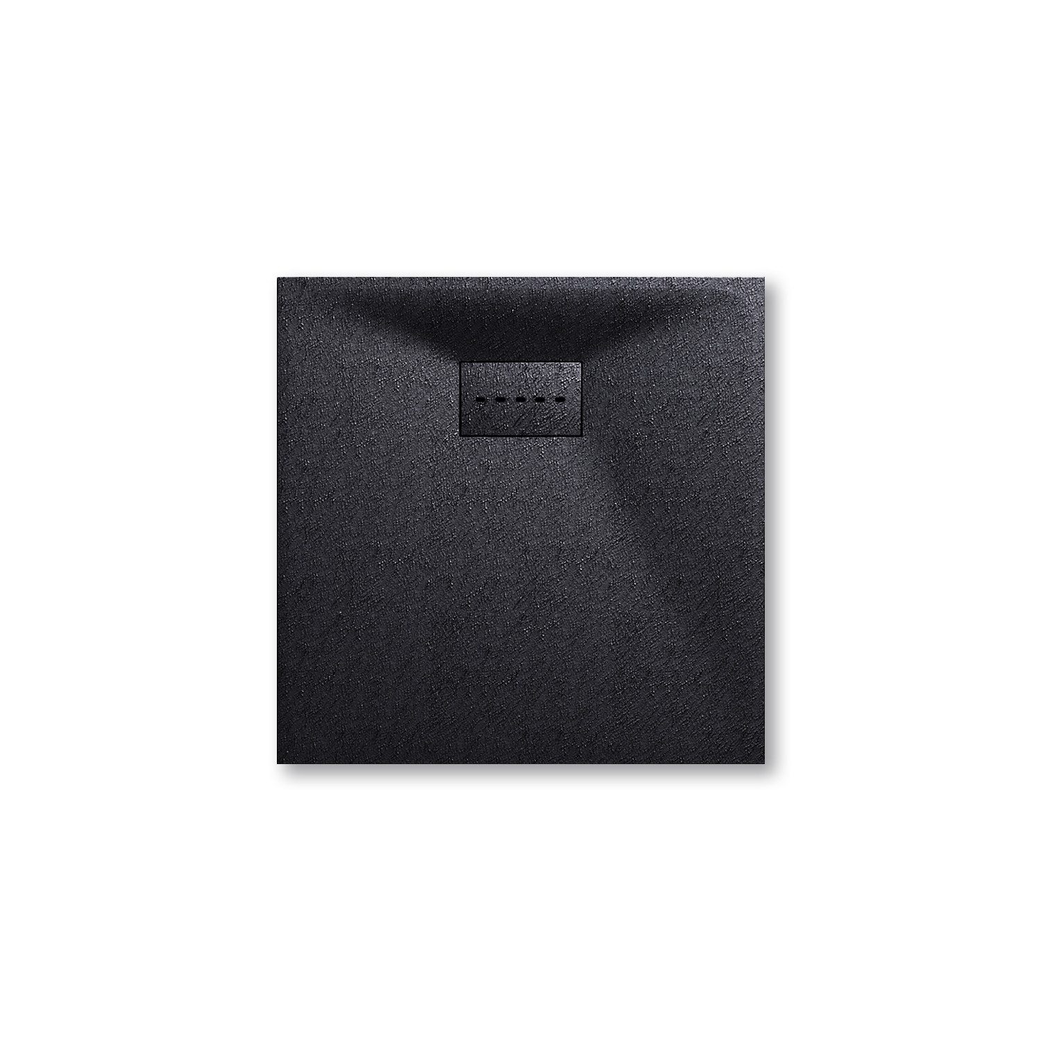 SONNI Duschwanne SMC Duschtasse, Schwarz,Flach,mit Ablaufgarnitur, quadratisch, SMC, Set