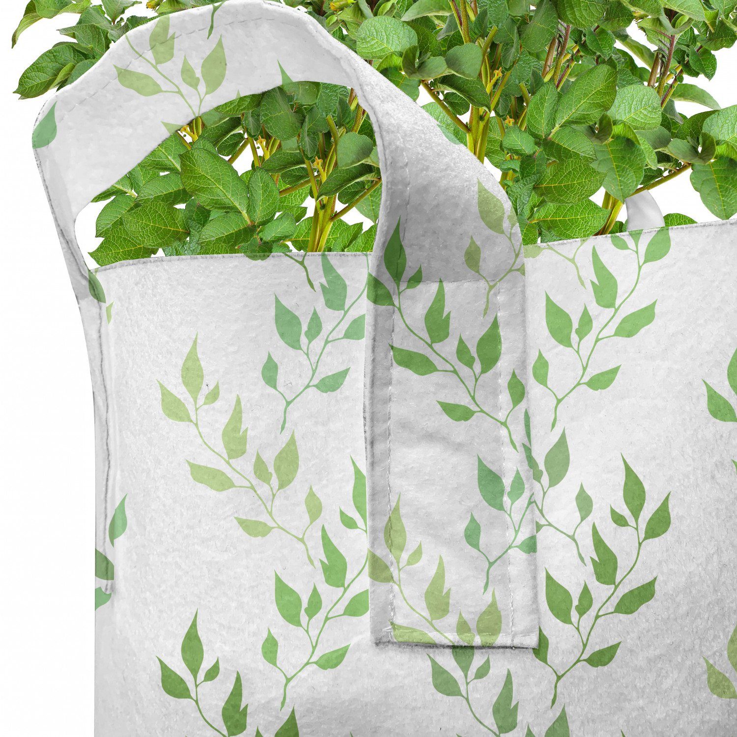 Symmetrische Leaves hochleistungsfähig Pflanzen, Griffen Grün Abakuhaus Stofftöpfe mit Olive für Pflanzkübel