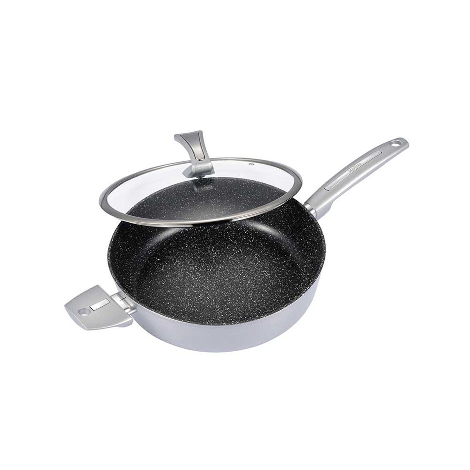 Schmorpfanne 1-tlg), Neuetischkultur cm Servierpfanne (Stück, Induktion Schmorpfanne 28 Metallic Aluminium mit Deckel Silver,