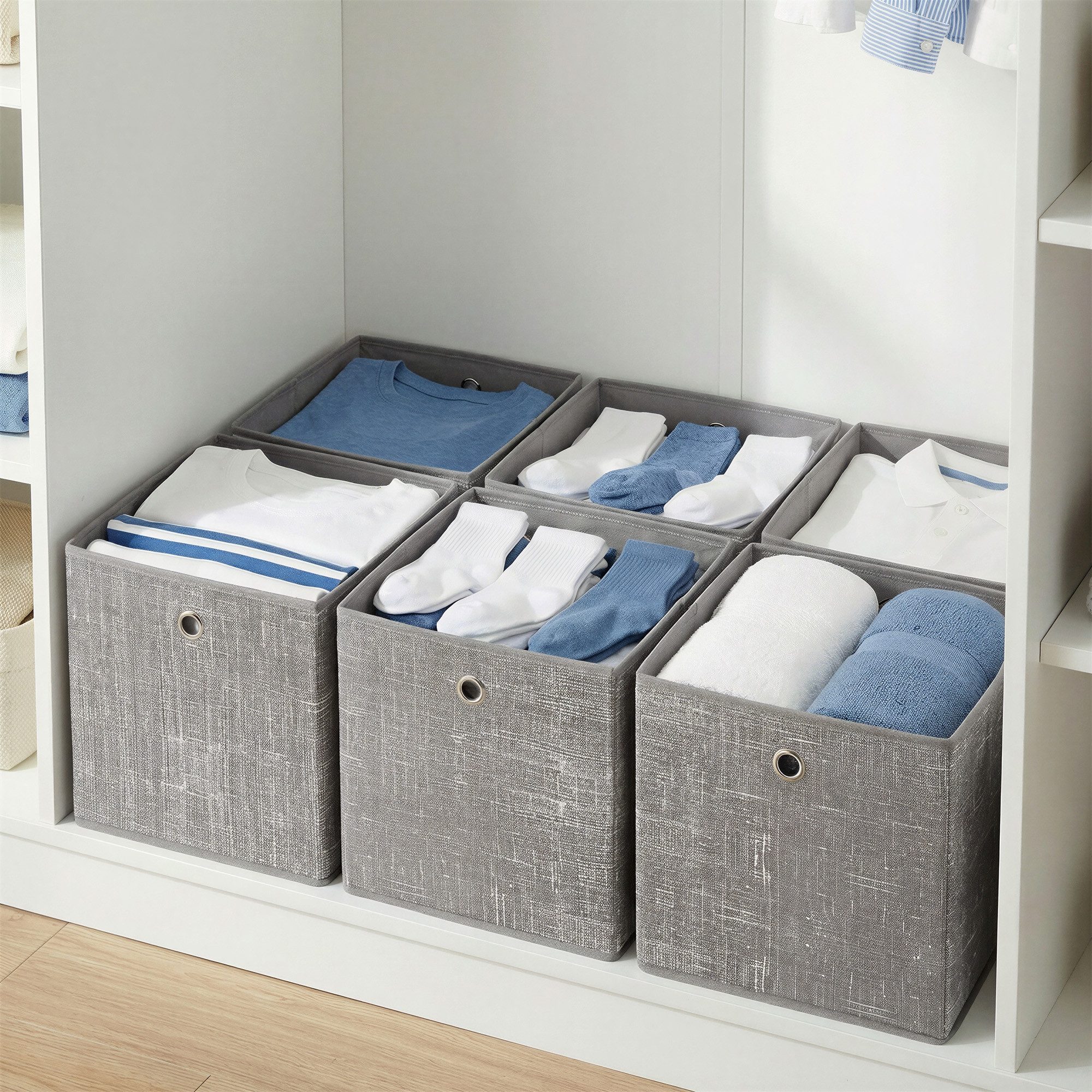 SONGMICS Aufbewahrungsbox Aufbewahrungsboxen, stoff, Ordnungsboxen, Organizer (Aufbewahrung, Organizer, für Würfelregal, mit Griff), 6er Set, aus Vliesstoff mit Griff, 30 x 30 x 30 cm