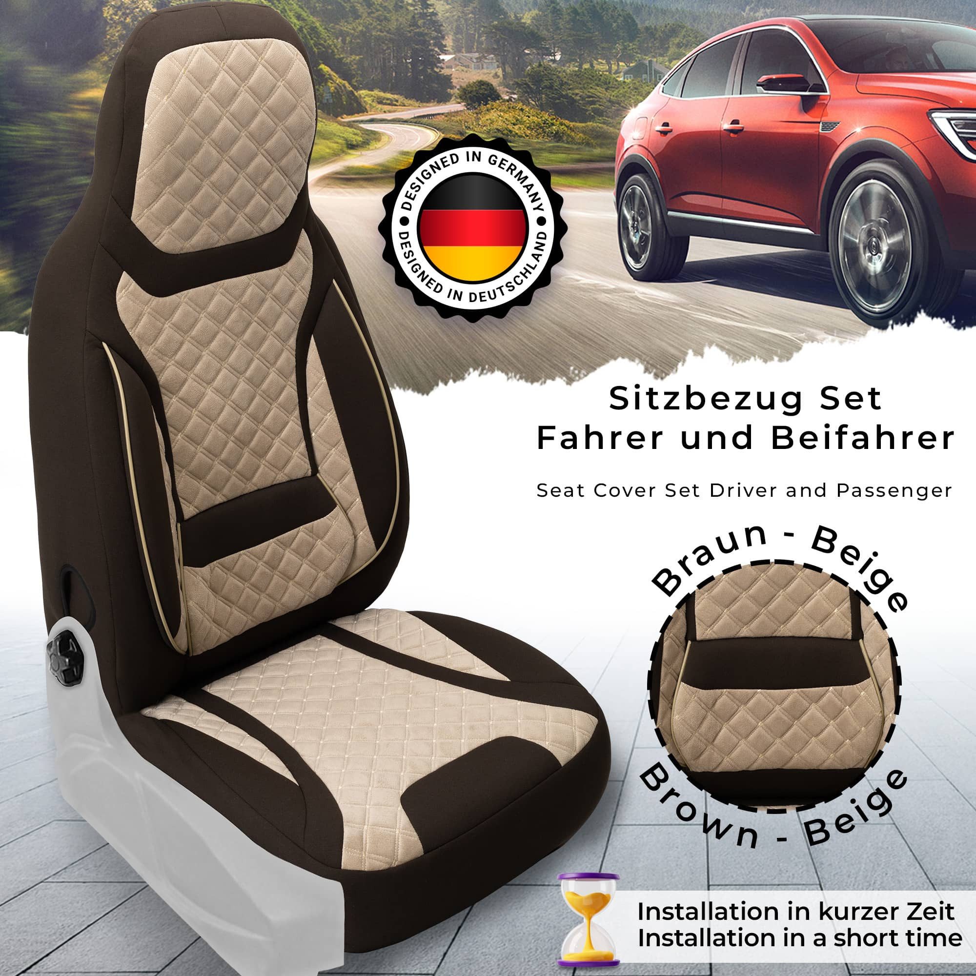BREMER SITZBEZÜGE Autositzbezug für Kia Sorento 2 XM Bj 2009-15 (T2), Set, Schonbezüge Sitzbezüge Fahrer und Beifahrer, in Braun/Beige