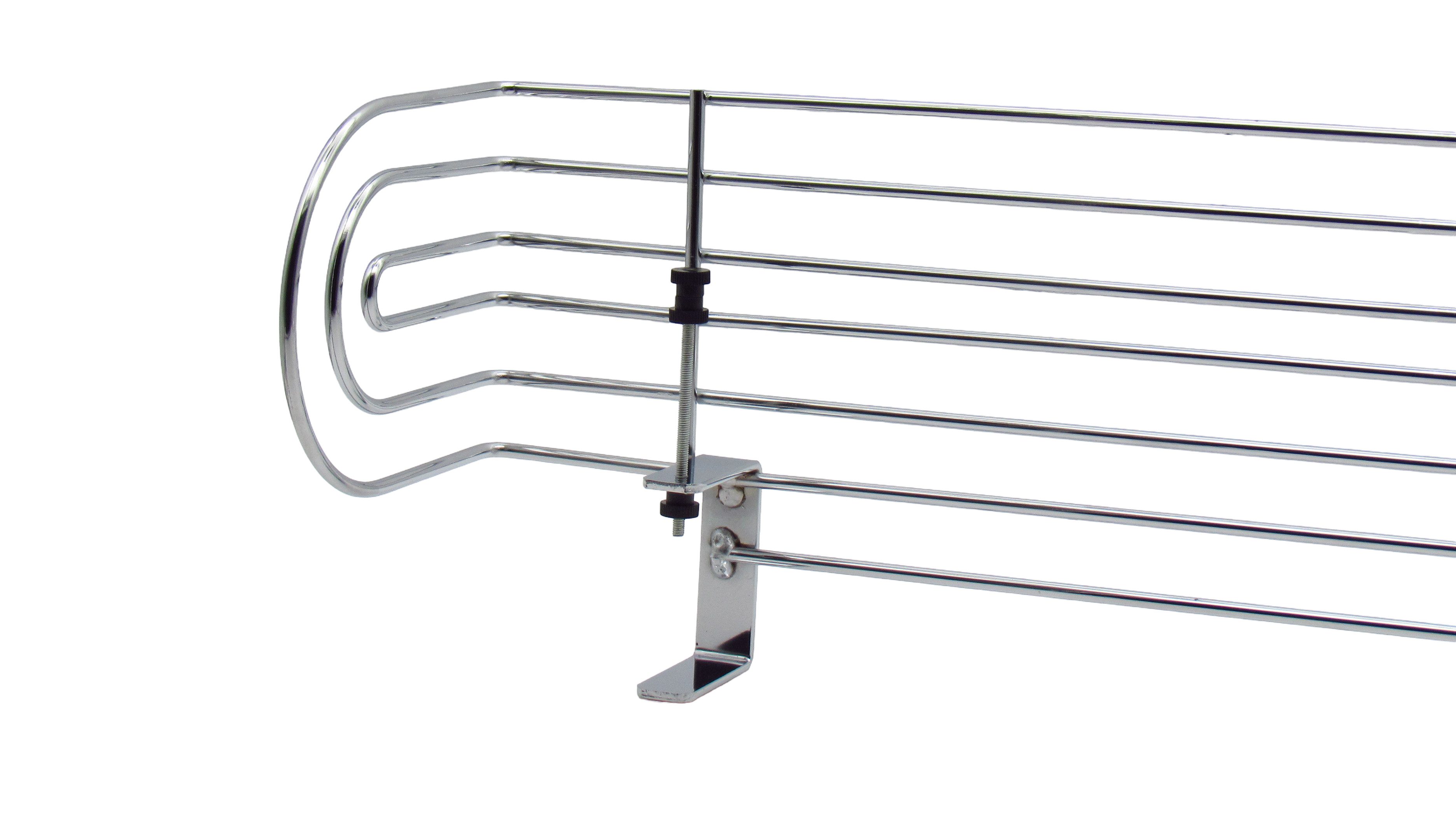 steinwohn Herdschutzgitter Metall verchromt – ca. 60x14x18,5cm, ohne Bohren & Werkzeug montierbar - mit Seitenschutz