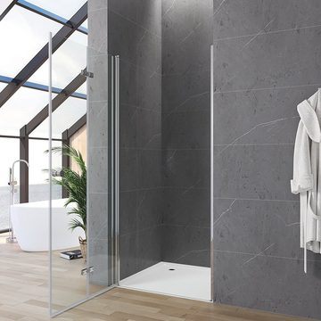 AQUABATOS Dusch-Falttür Duschtür Nische faltbar Falttür Nischentür Dusche Duschabtrennung Glas, 70x187 cm, 5mm ESG Sicherheitsglas, mit Verstellbereich, Hebe-Senk-Funktion, Ebenerdige Montage möglich