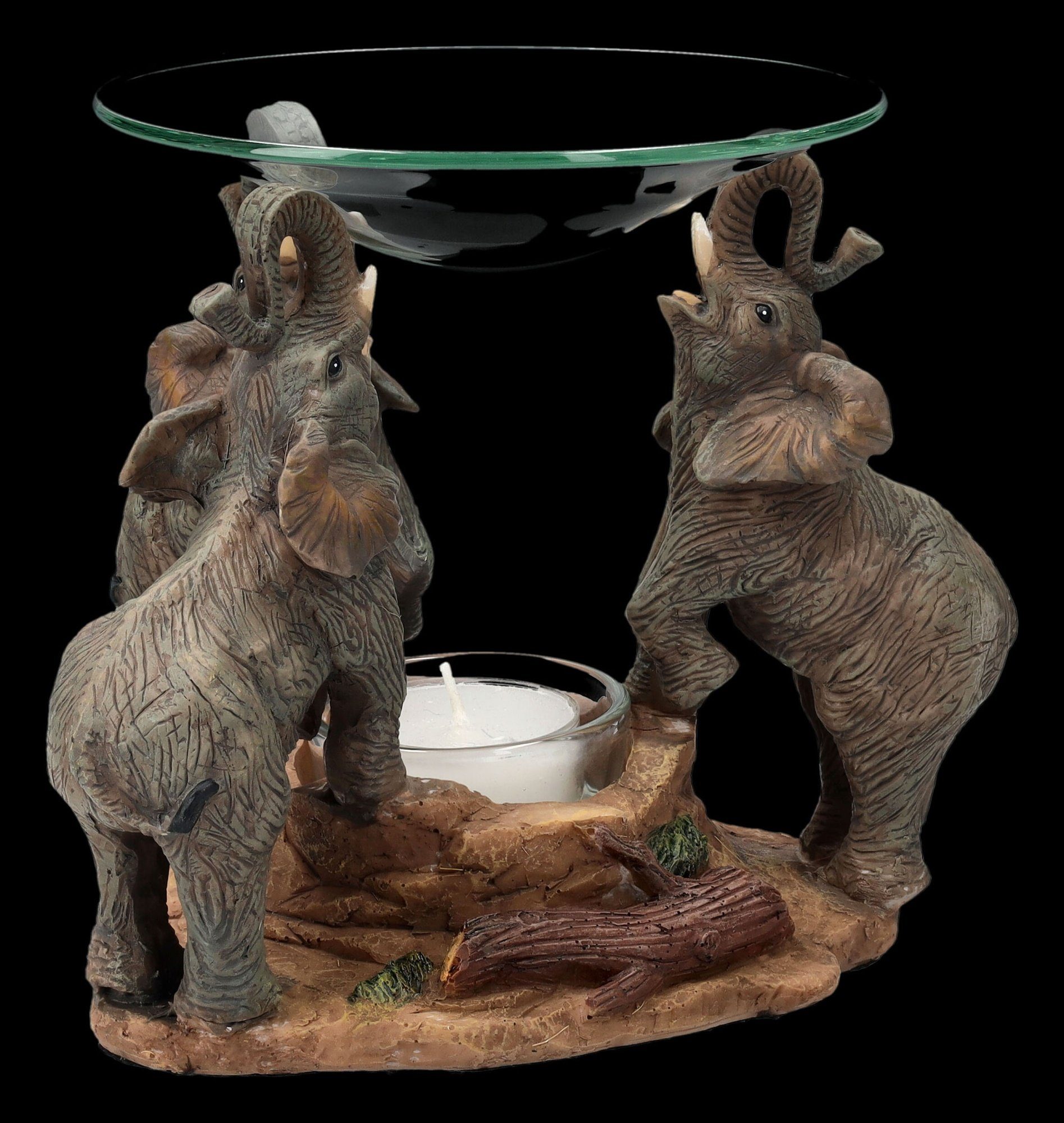Figuren Shop GmbH Duftlampe Duftlampe - Drei Elefanten - Deko Kerzenhalter Raumduft Tierfigur